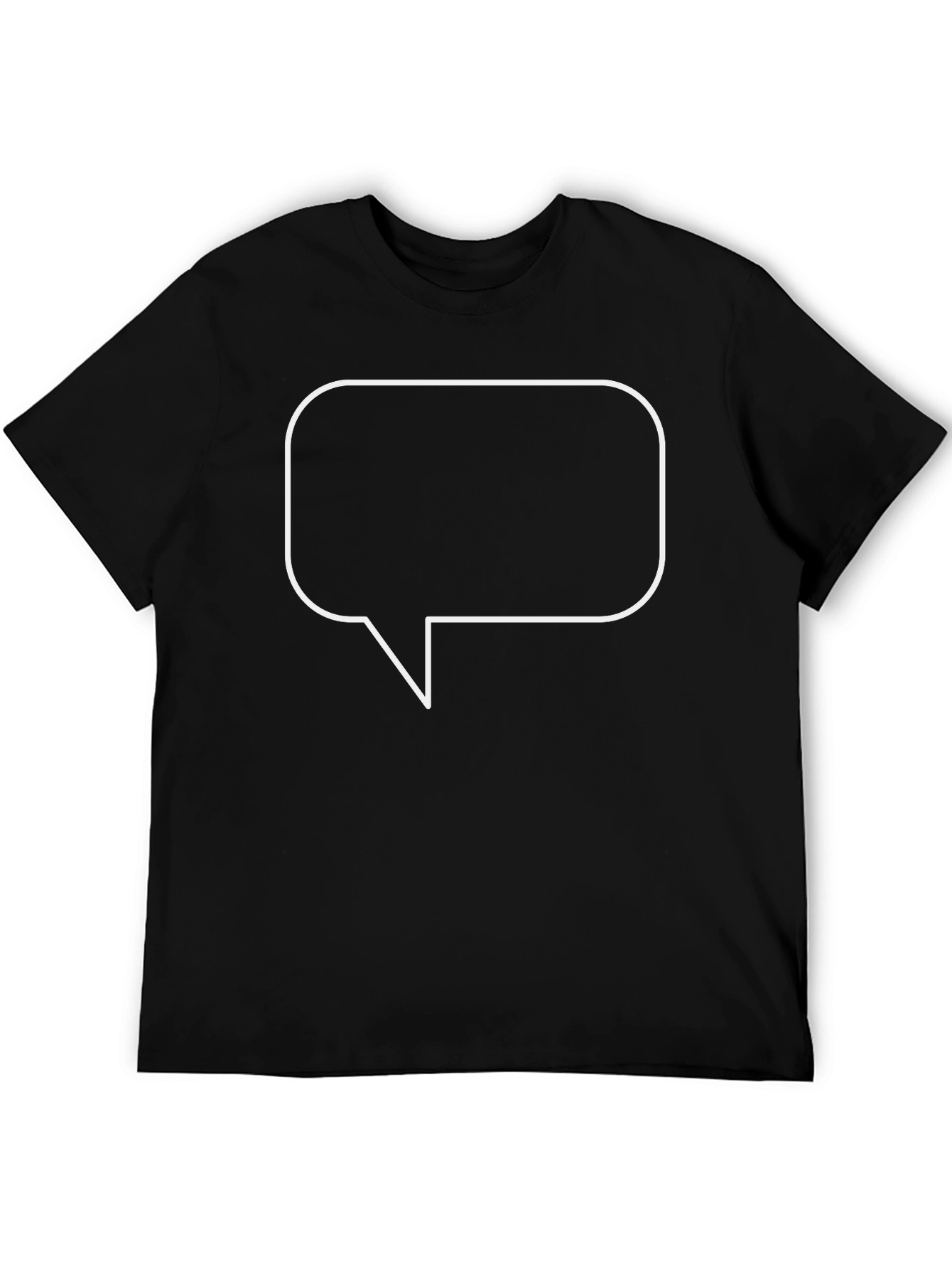 Black T-Shirt with White Speech Bubble Graphic