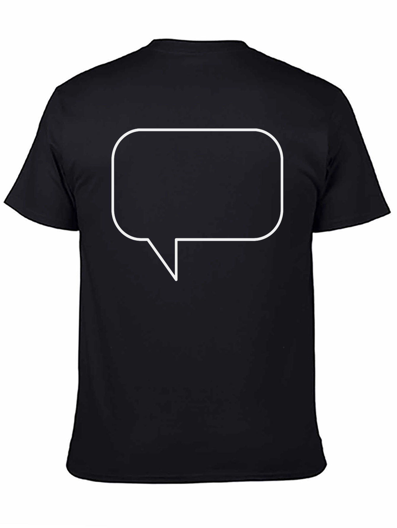 Black T-Shirt with White Speech Bubble Graphic