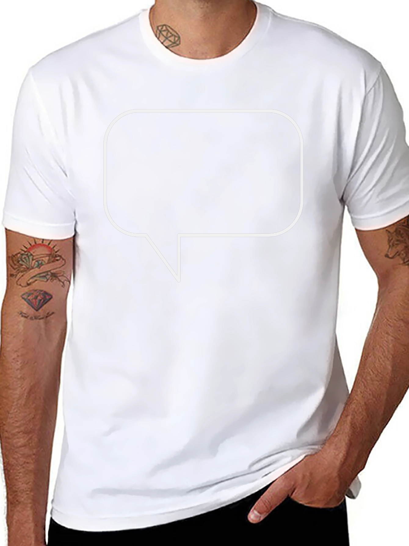Black T-Shirt with White Speech Bubble Graphic
