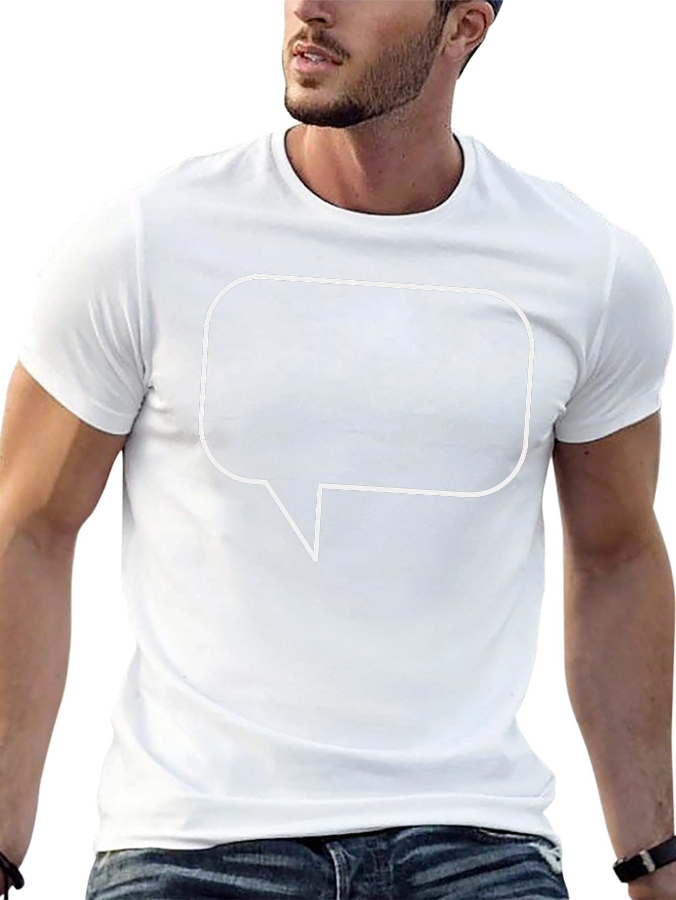 Black T-Shirt with White Speech Bubble Graphic