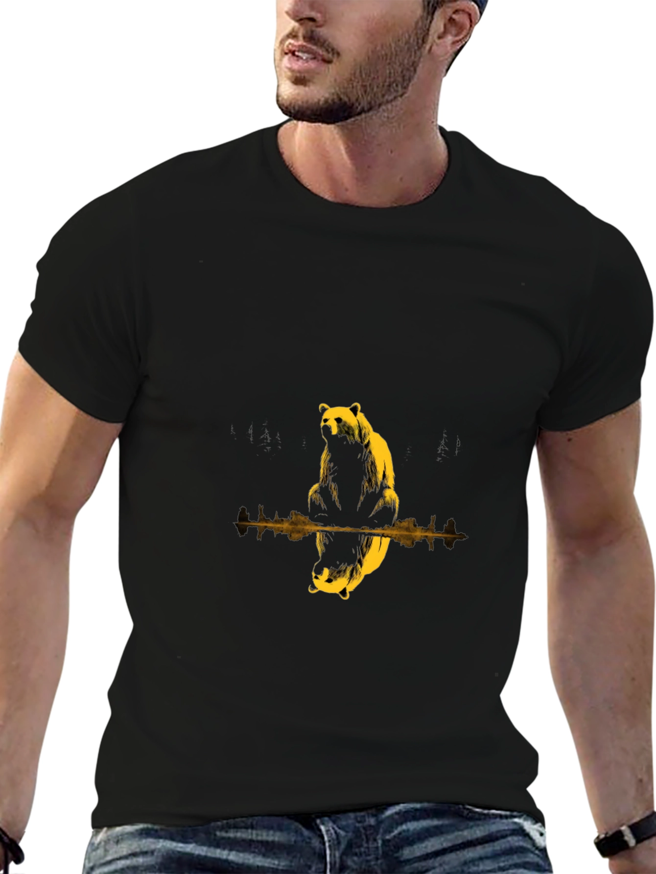Bear Reflection Black T-Shirt