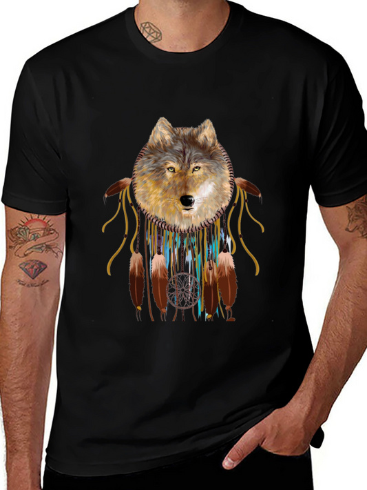 Wolf Dreamcatcher Graphic Tee - Black