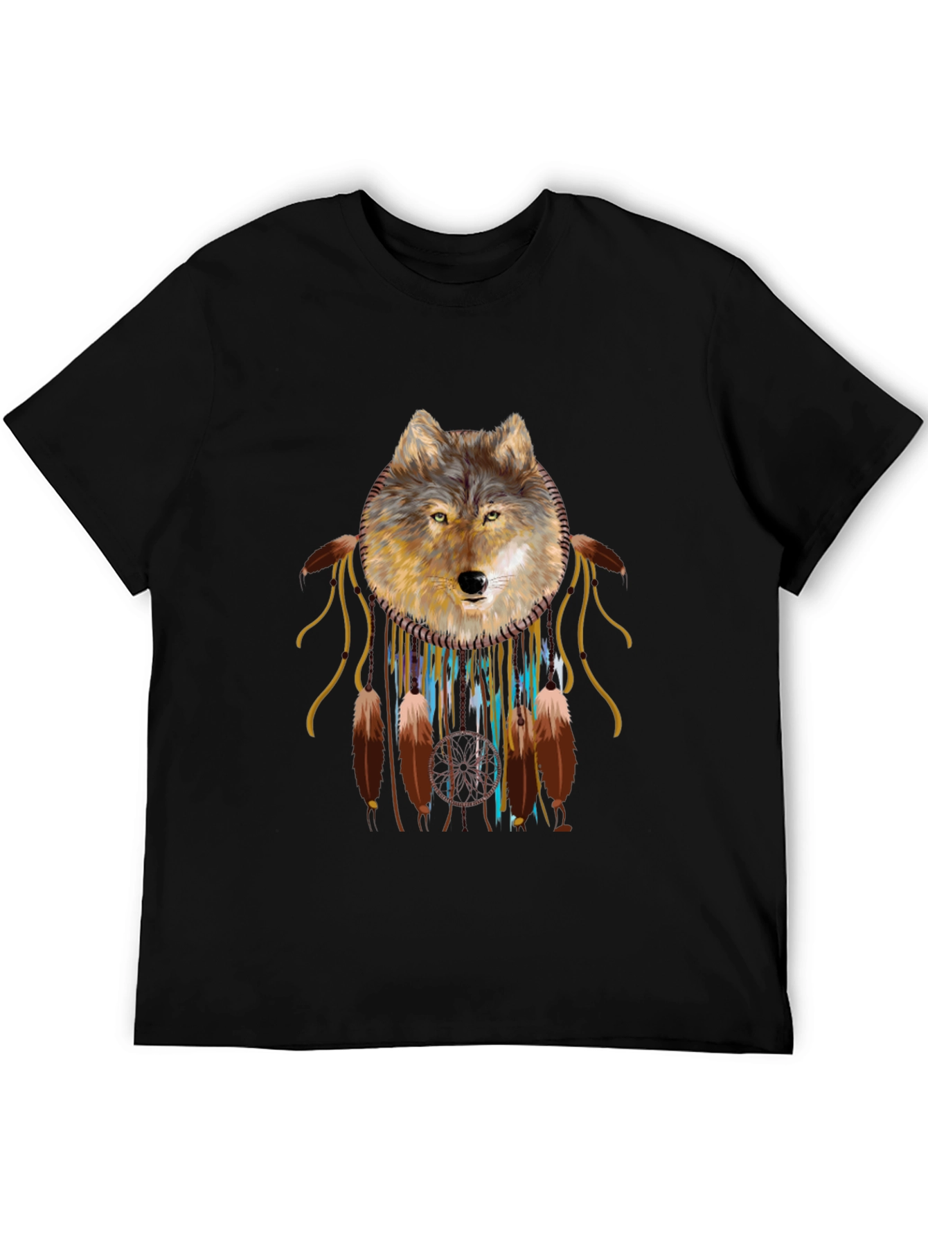 Wolf Dreamcatcher Graphic Tee - Black