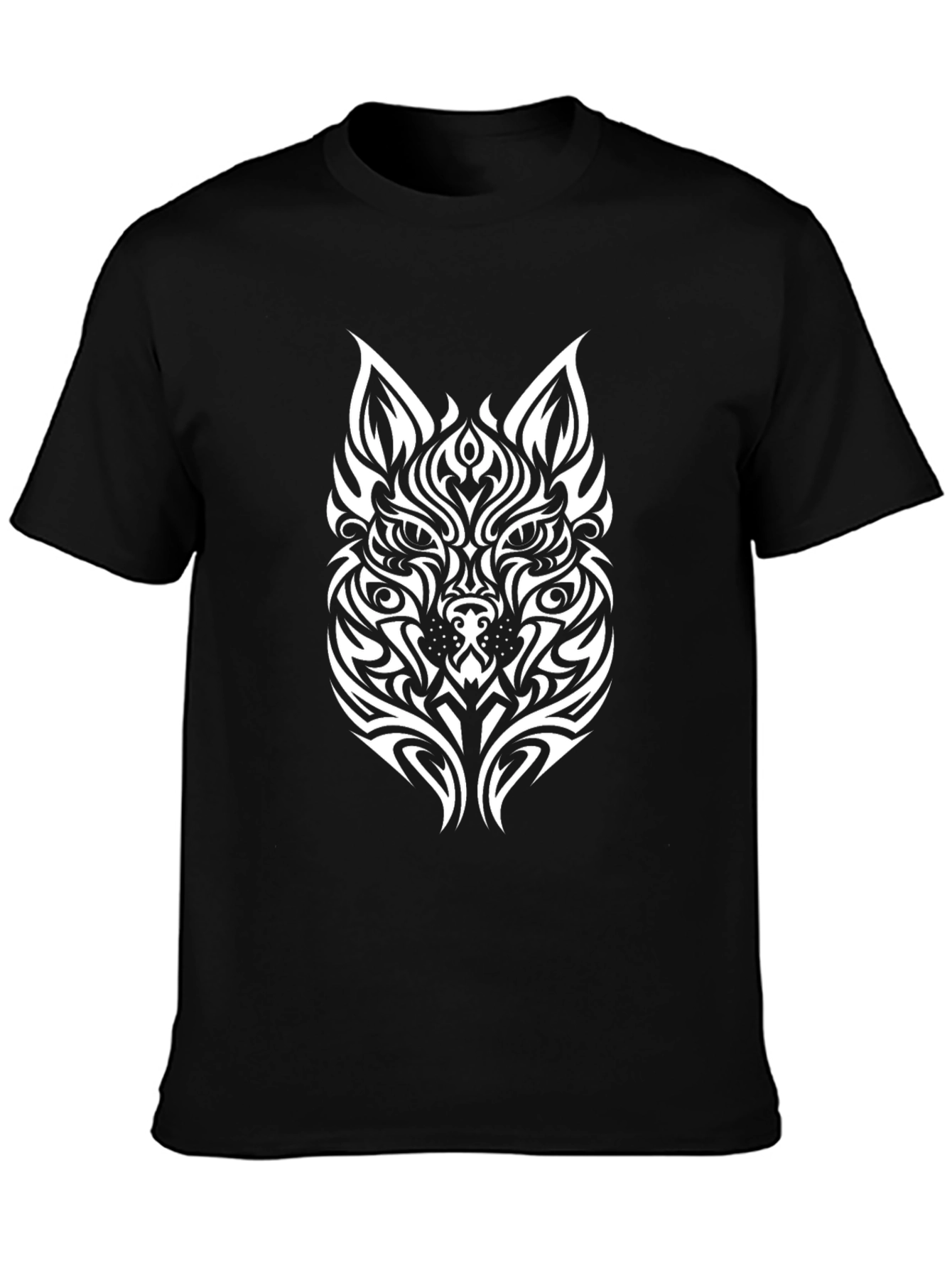 Tribal Wolf Graphic Tee - Black