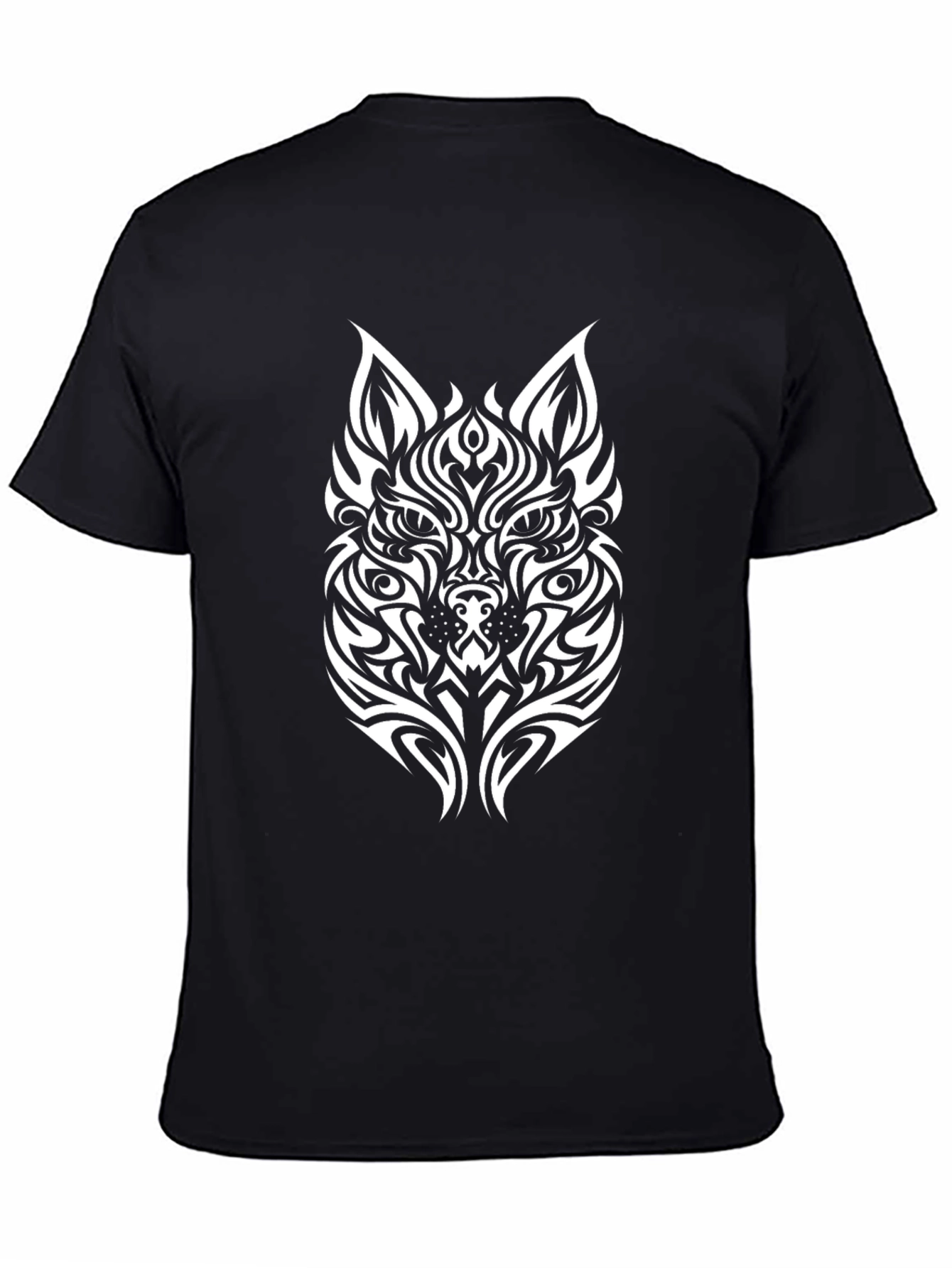 Tribal Wolf Graphic Tee - Black
