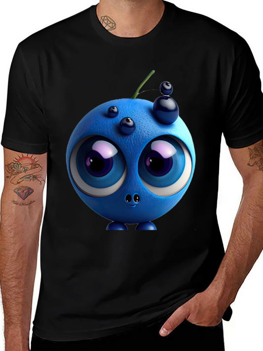 Whimsical Blueberry Graphic Tee - Unique Cartoon Character Shirt