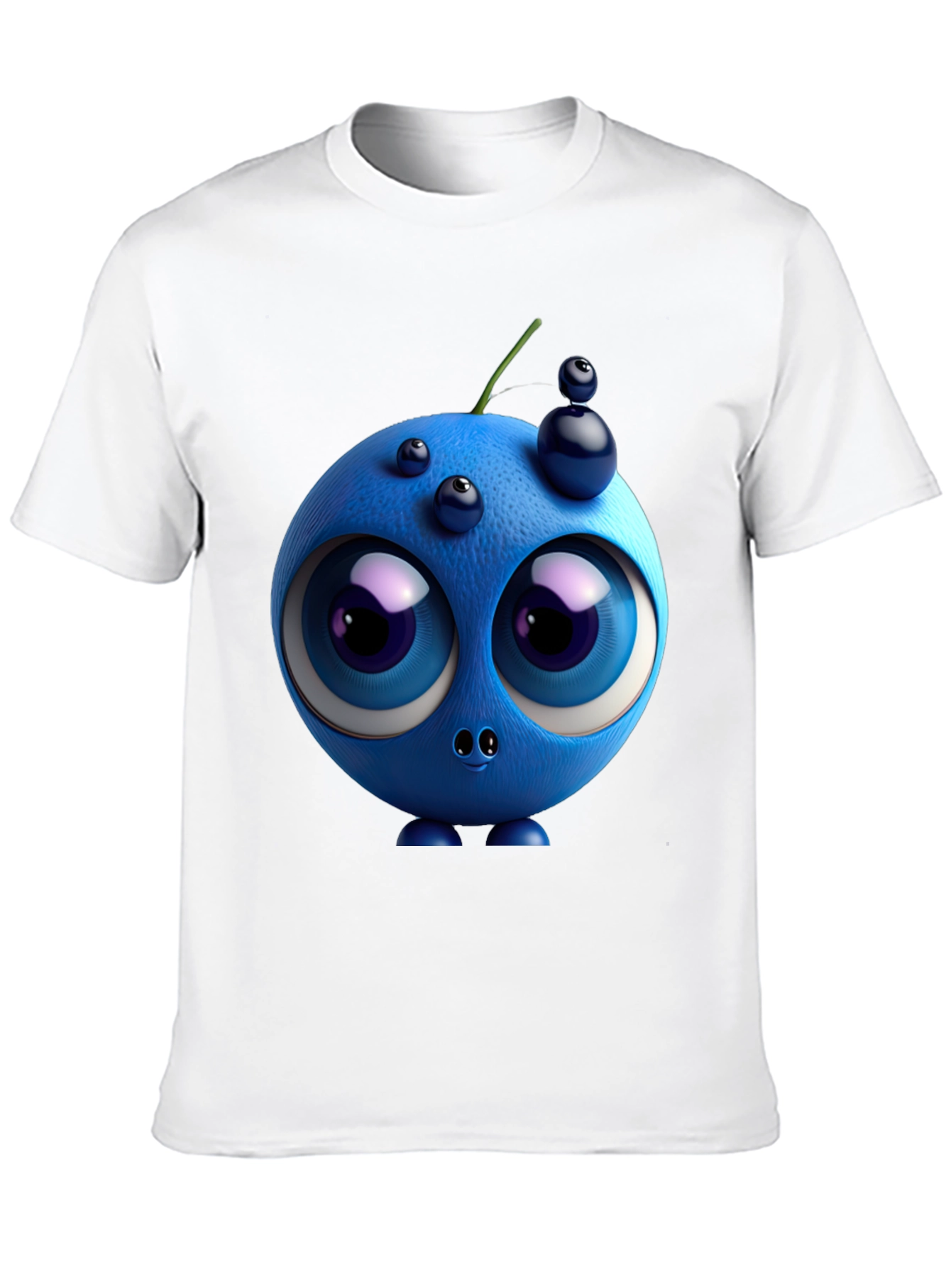 Whimsical Blueberry Graphic Tee - Unique Cartoon Character Shirt