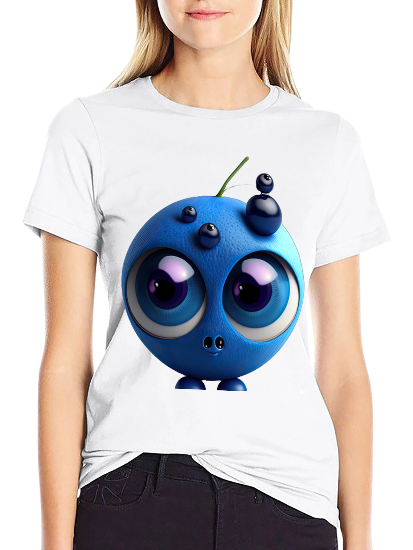 Whimsical Blueberry Graphic Tee - Unique Cartoon Character Shirt