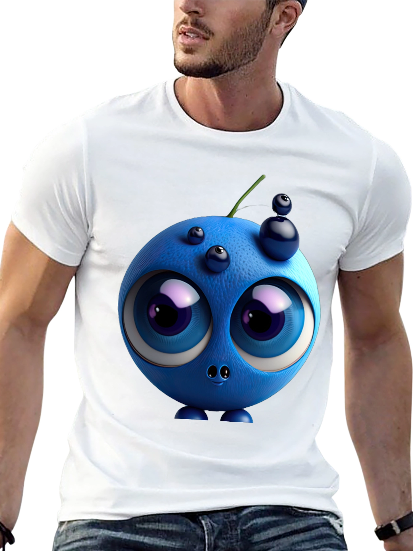 Whimsical Blueberry Graphic Tee - Unique Cartoon Character Shirt
