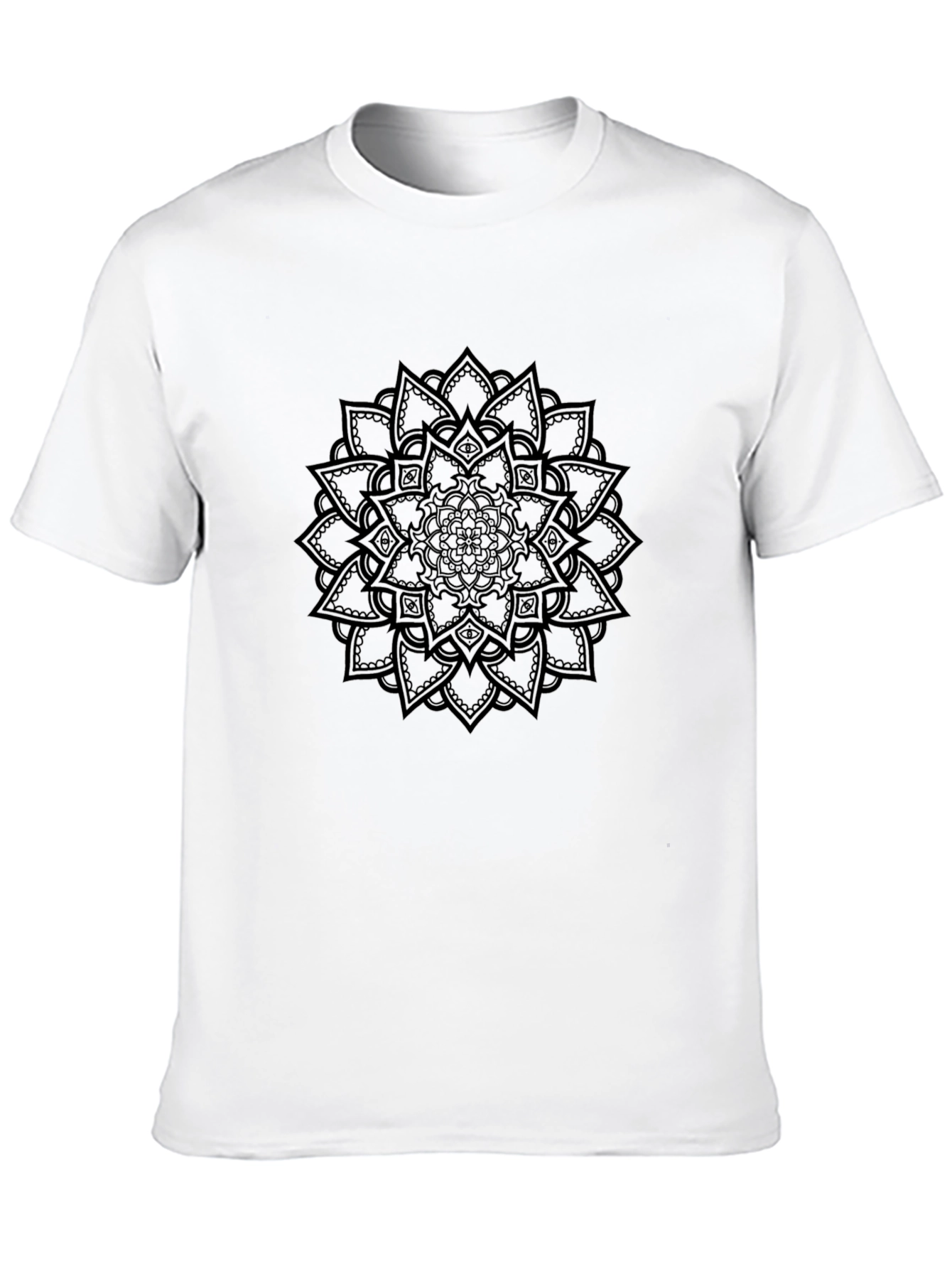 Black Mandala Print Mens T-Shirt