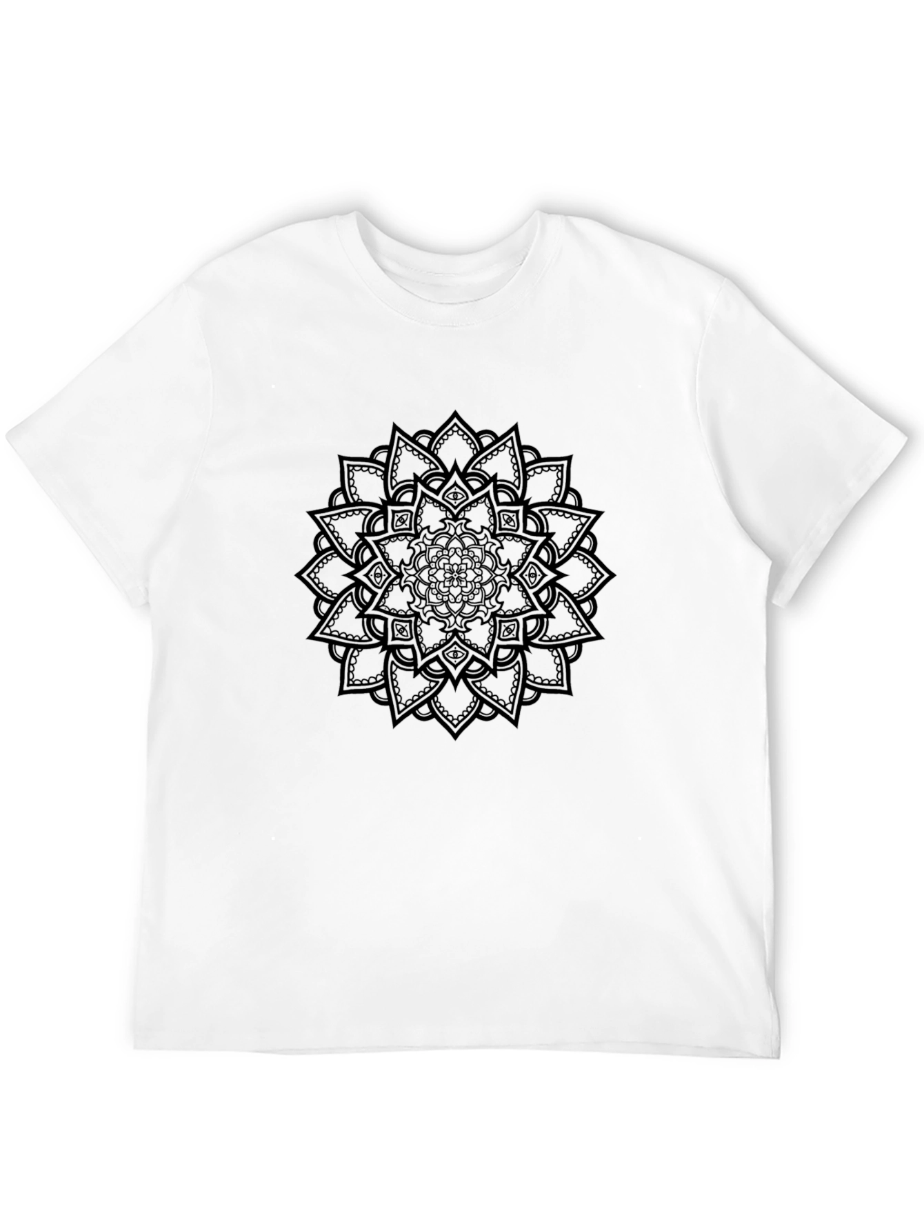 Black Mandala Print Mens T-Shirt