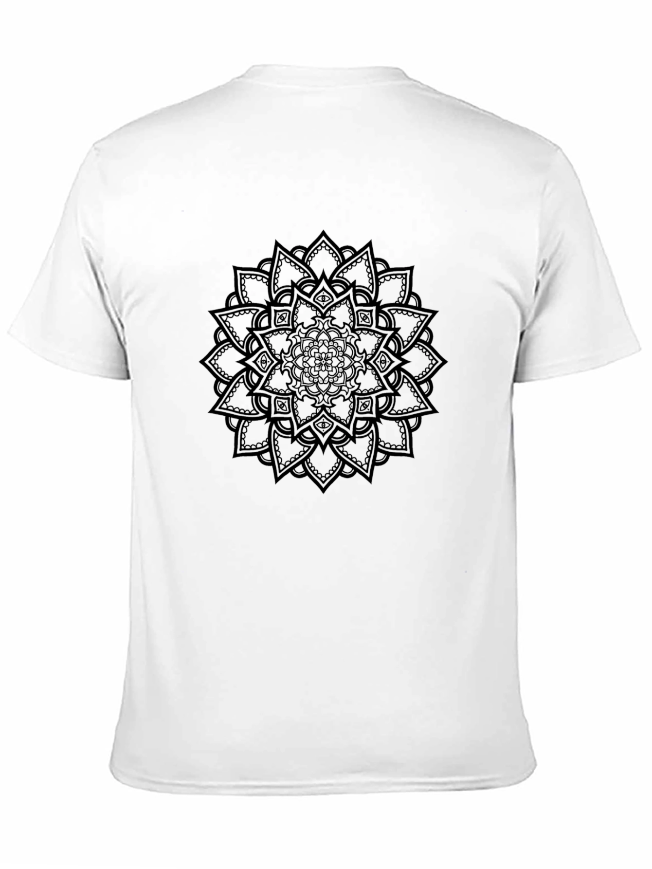 Black Mandala Print Mens T-Shirt