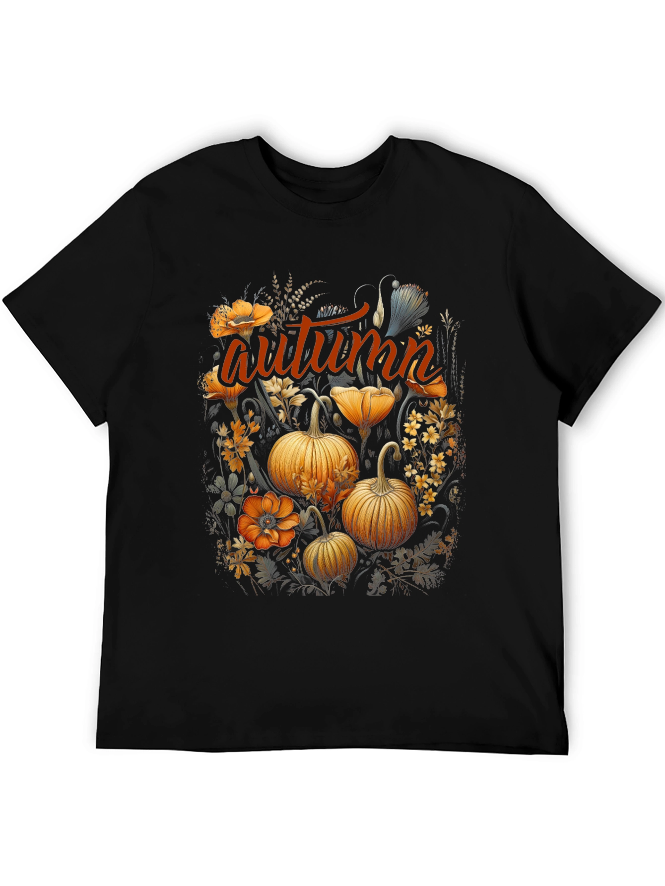 Autumn Pumpkin Floral Graphic T-Shirt