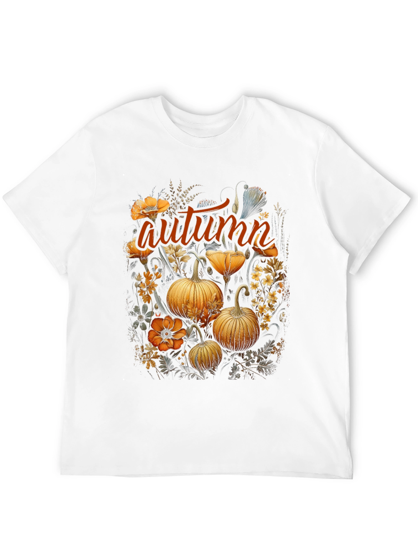 Autumn Pumpkin Floral Graphic T-Shirt