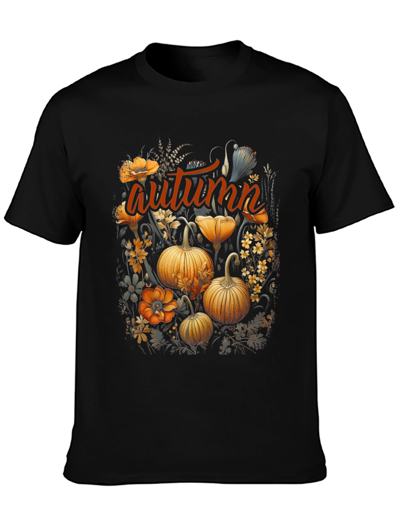 Autumn Pumpkin Floral Graphic T-Shirt