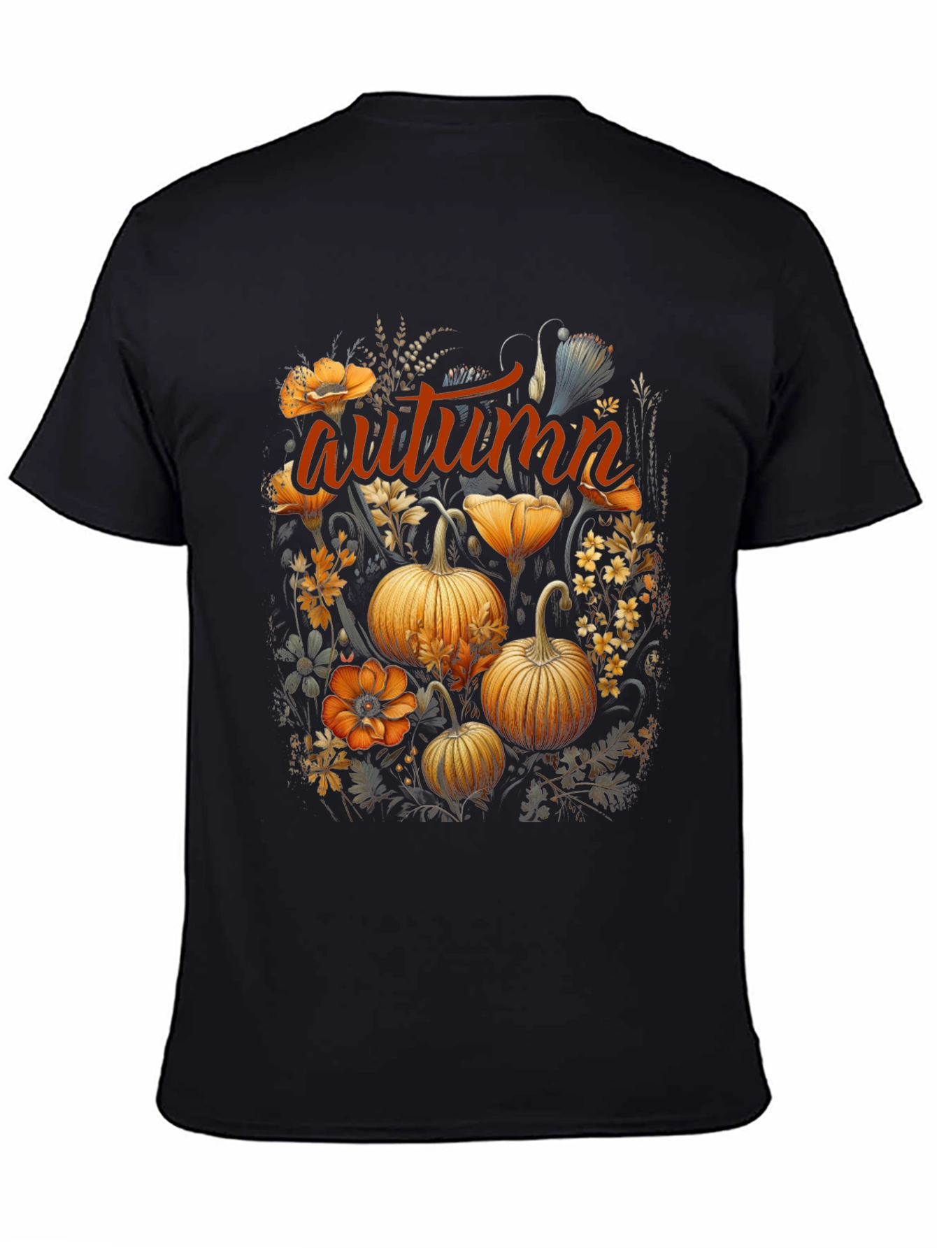 Autumn Pumpkin Floral Graphic T-Shirt
