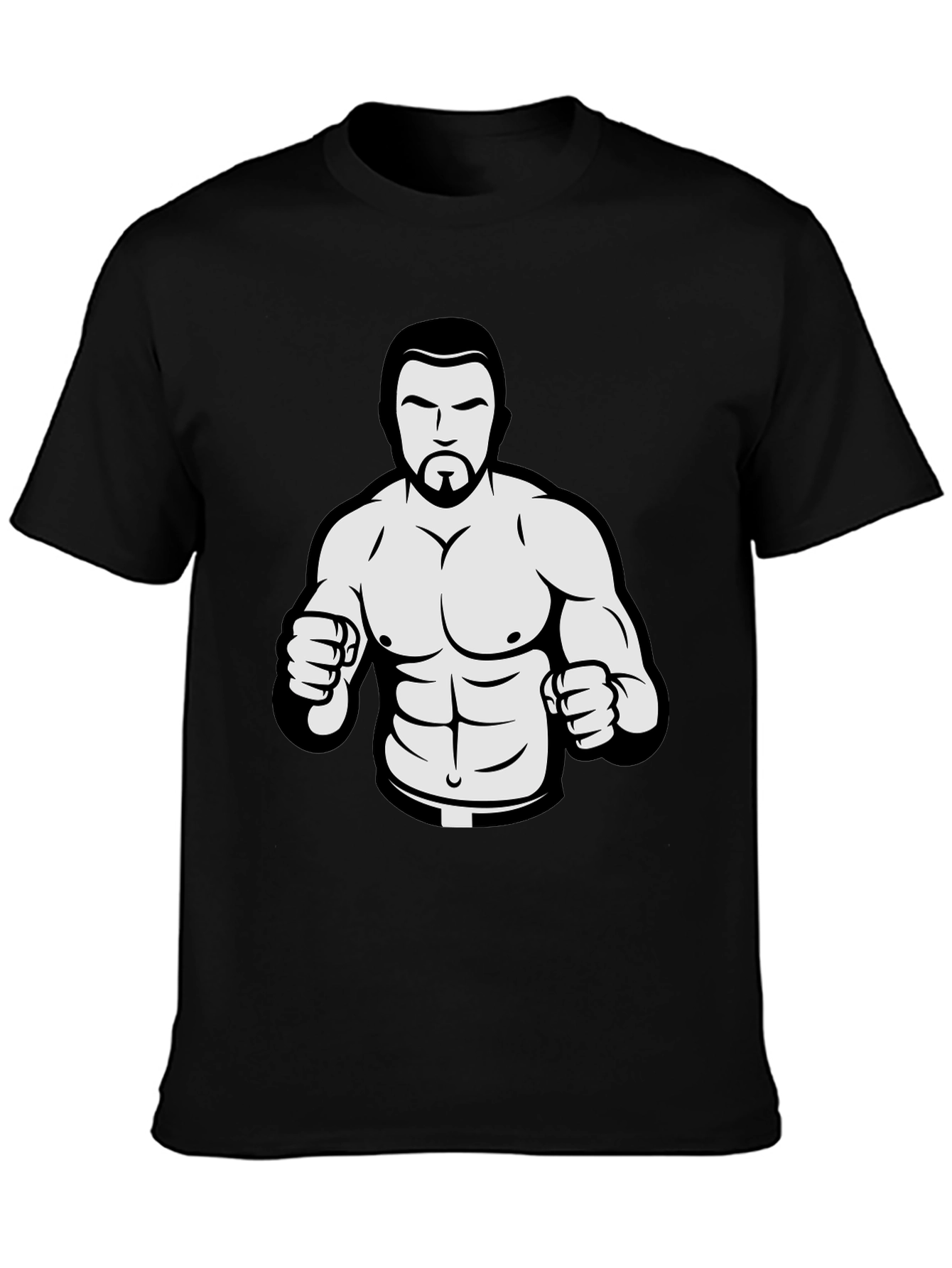Black Graphic Tee - Cartoon Wrestler