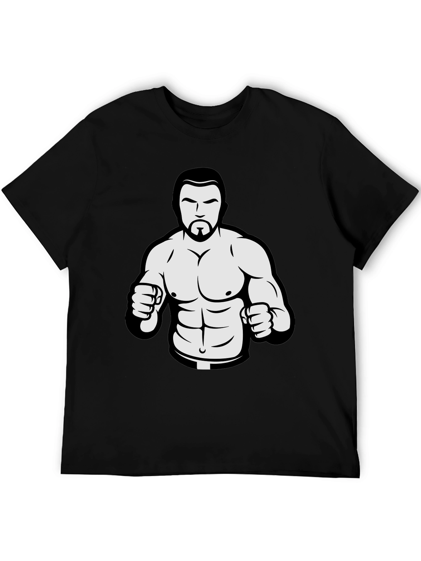 Black Graphic Tee - Cartoon Wrestler