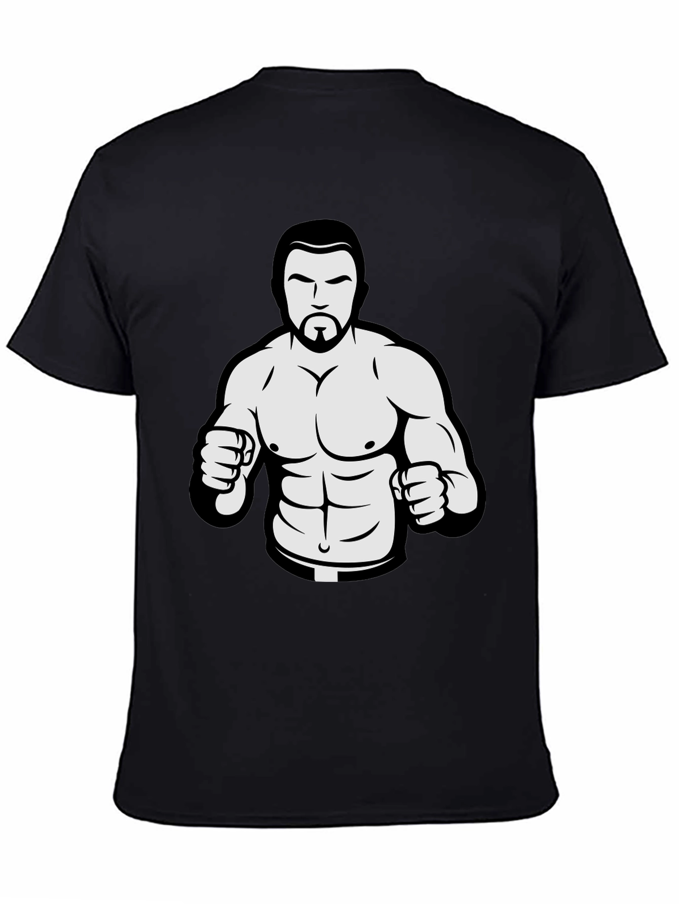 Black Graphic Tee - Cartoon Wrestler