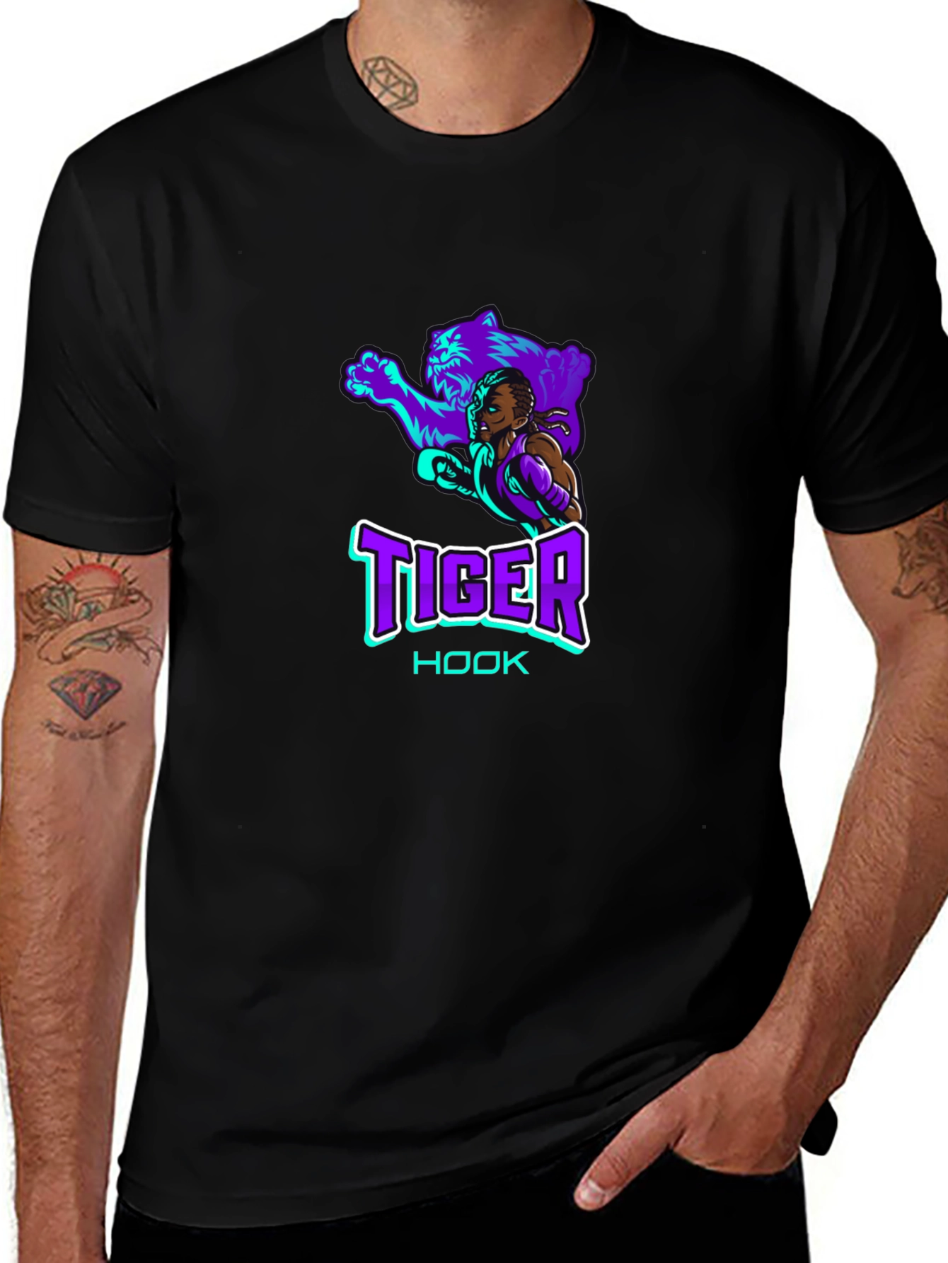 Tiger Hook Graphic Tee - Cool Black T-Shirt