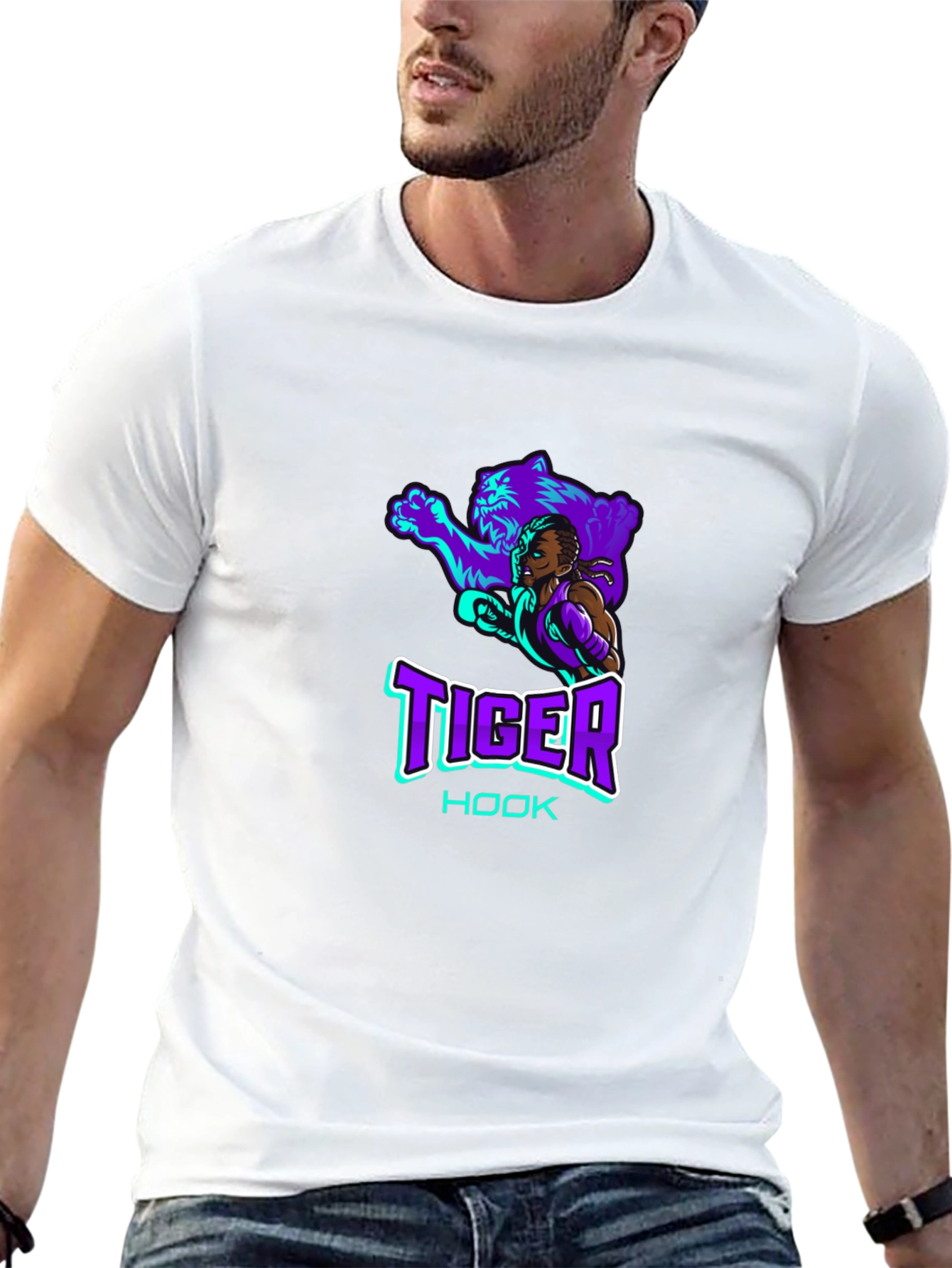 Tiger Hook Graphic Tee - Cool Black T-Shirt