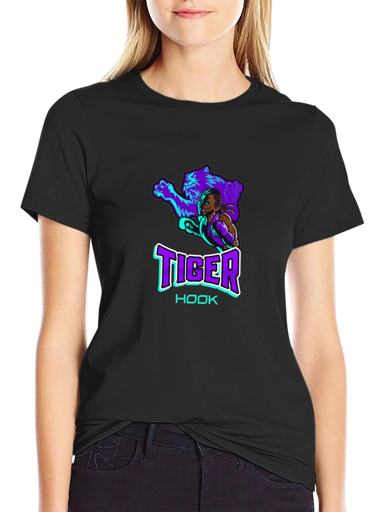 Tiger Hook Graphic Tee - Cool Black T-Shirt