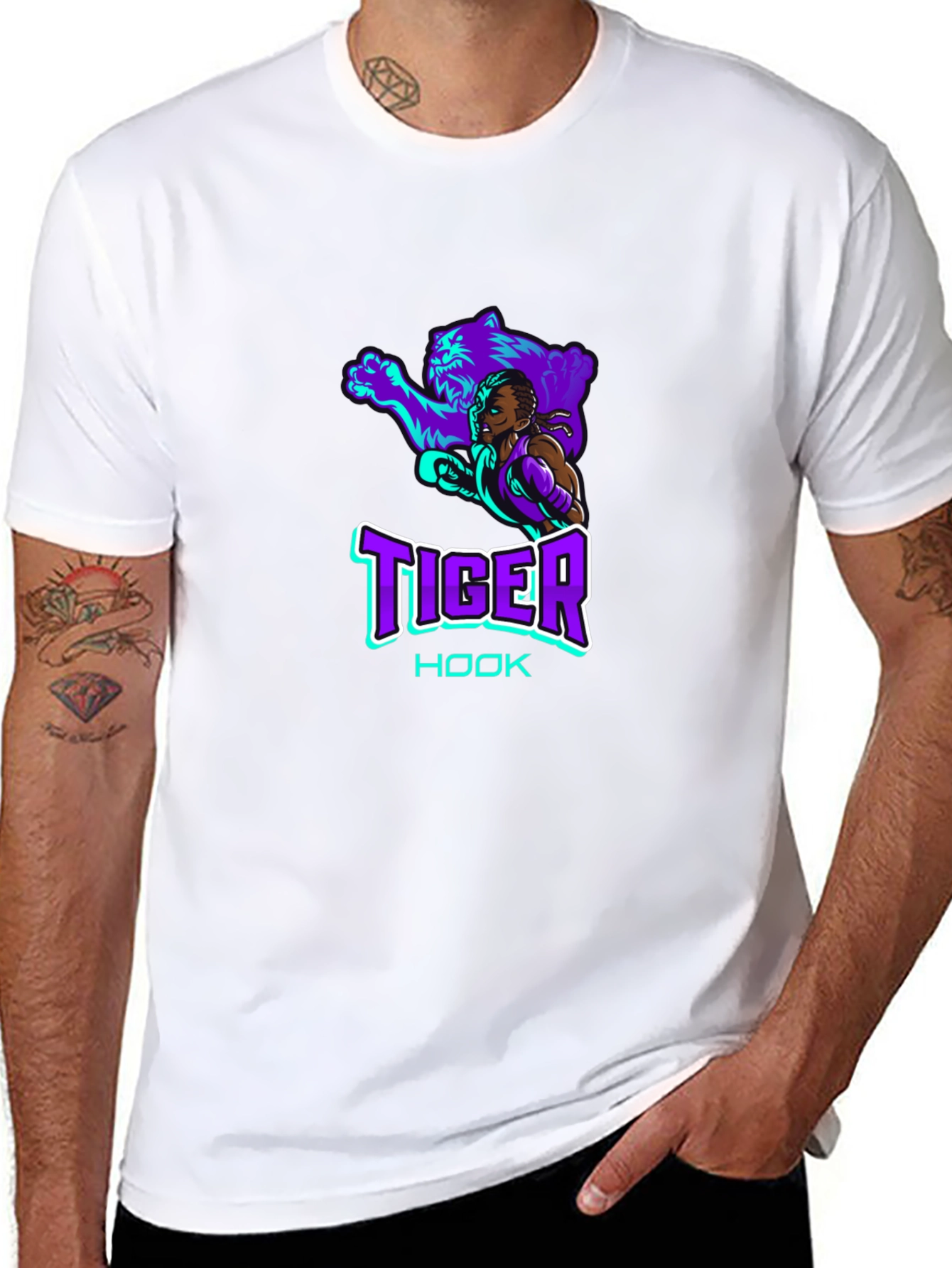 Tiger Hook Graphic Tee - Cool Black T-Shirt
