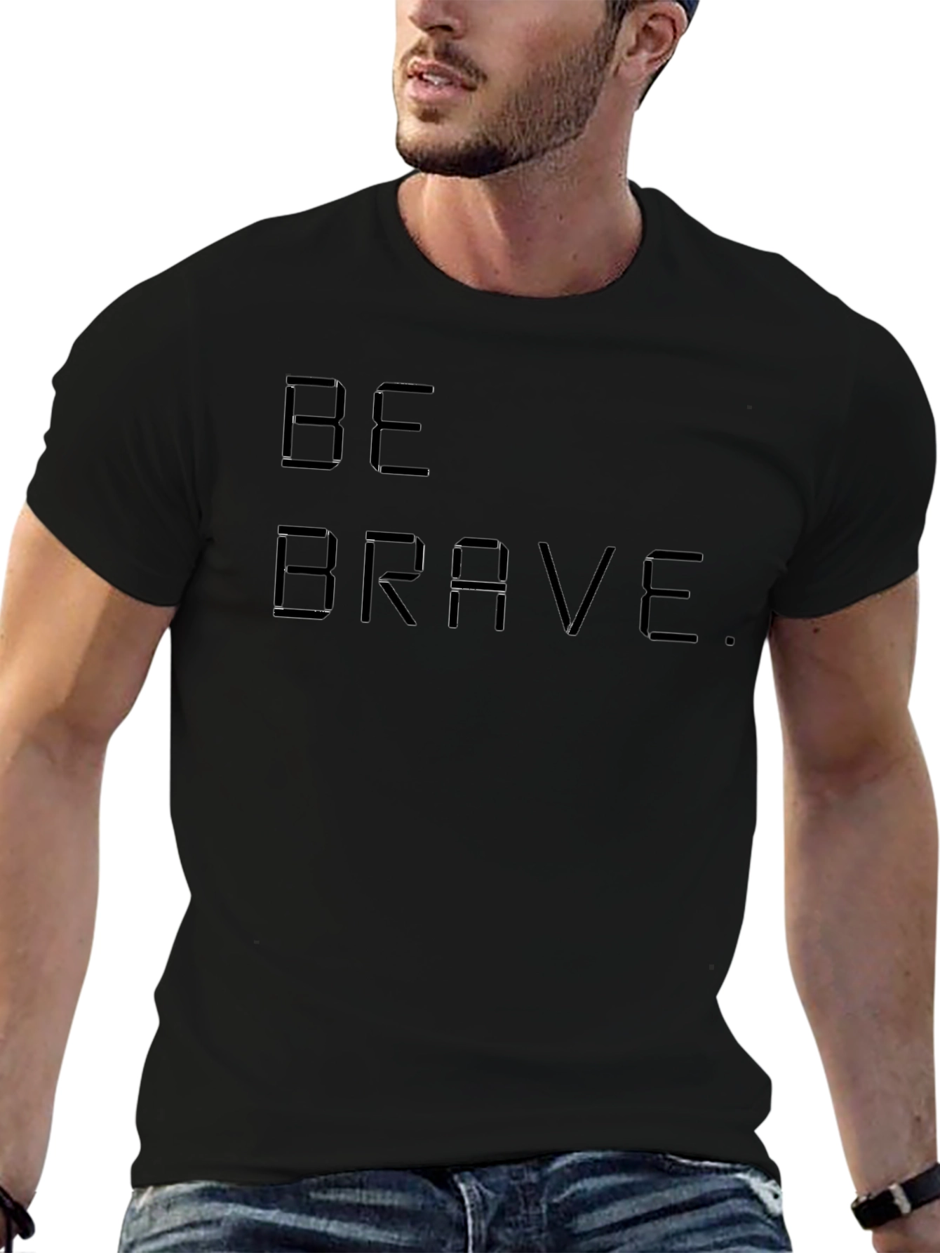 Be Brave Graphic Print Black Crew Neck T-Shirt