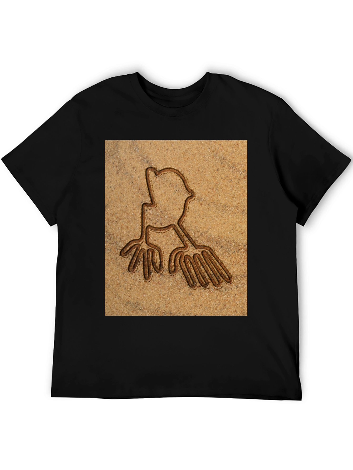 Unique Carved Design Tee - Casual Black T-Shirt