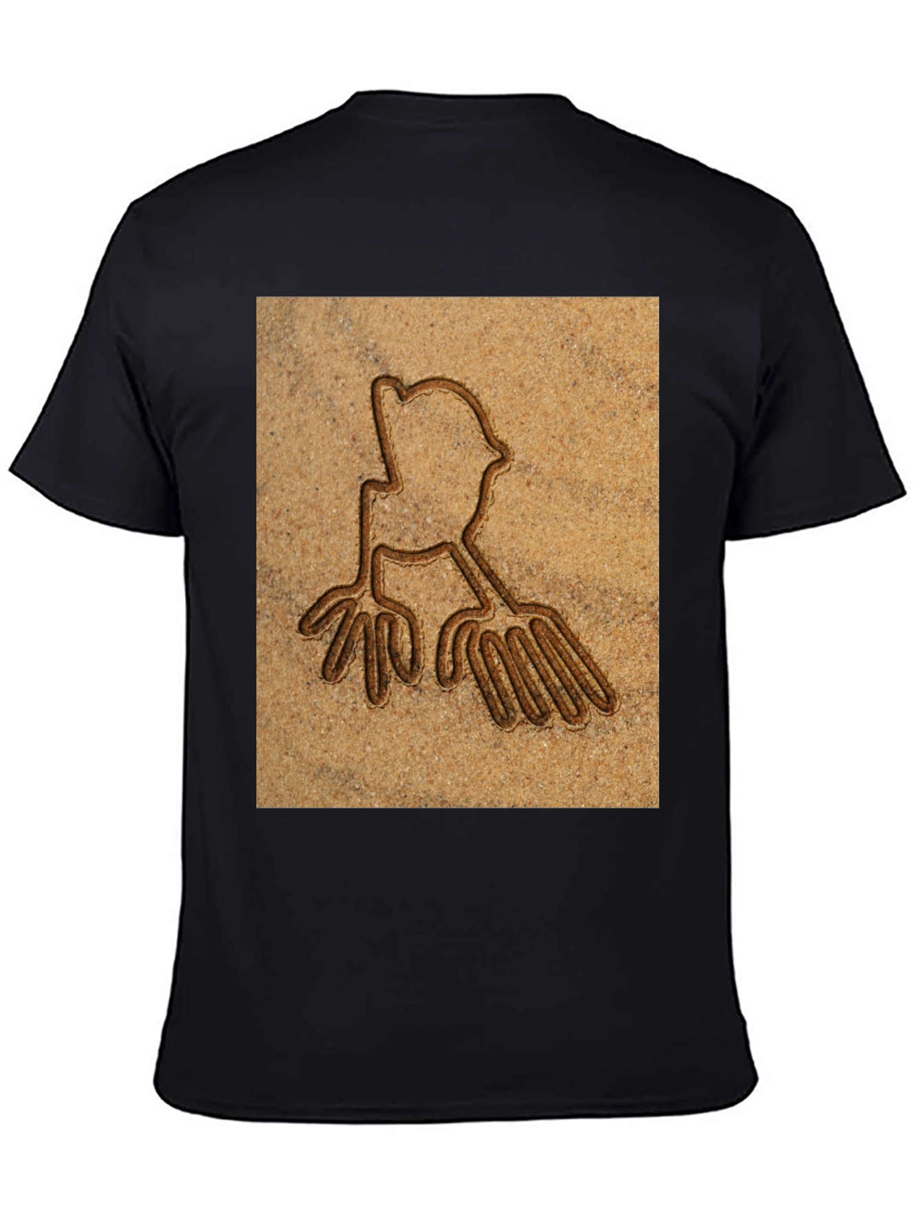 Unique Carved Design Tee - Casual Black T-Shirt