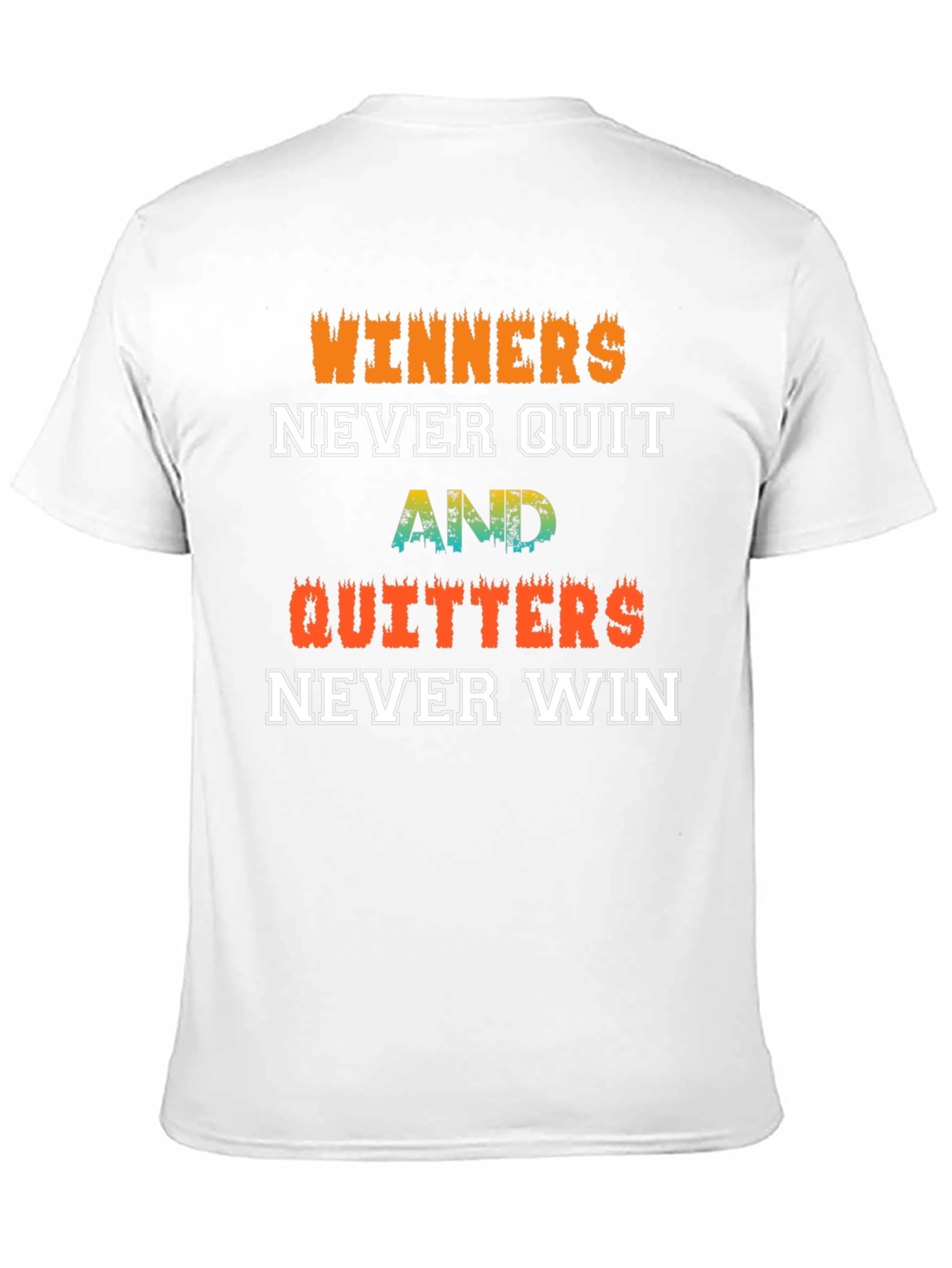 Winners Never Quit Motivational Black T-Shirt