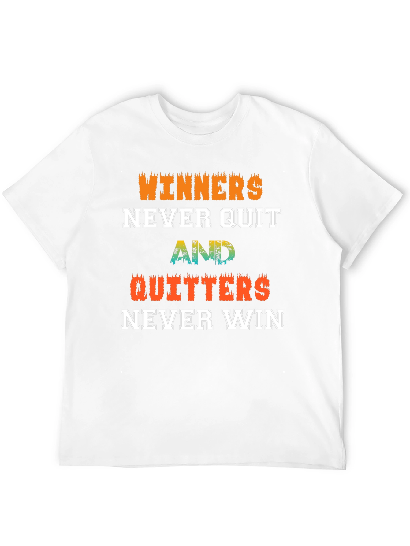 Winners Never Quit Motivational Black T-Shirt