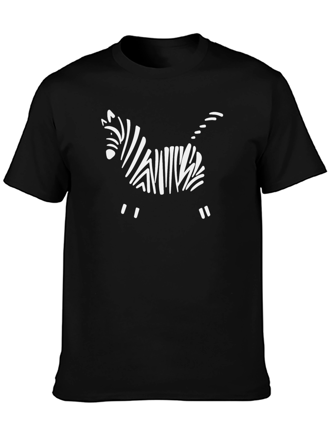 Zebra Art Graphic Tee - Black Cotton T-Shirt