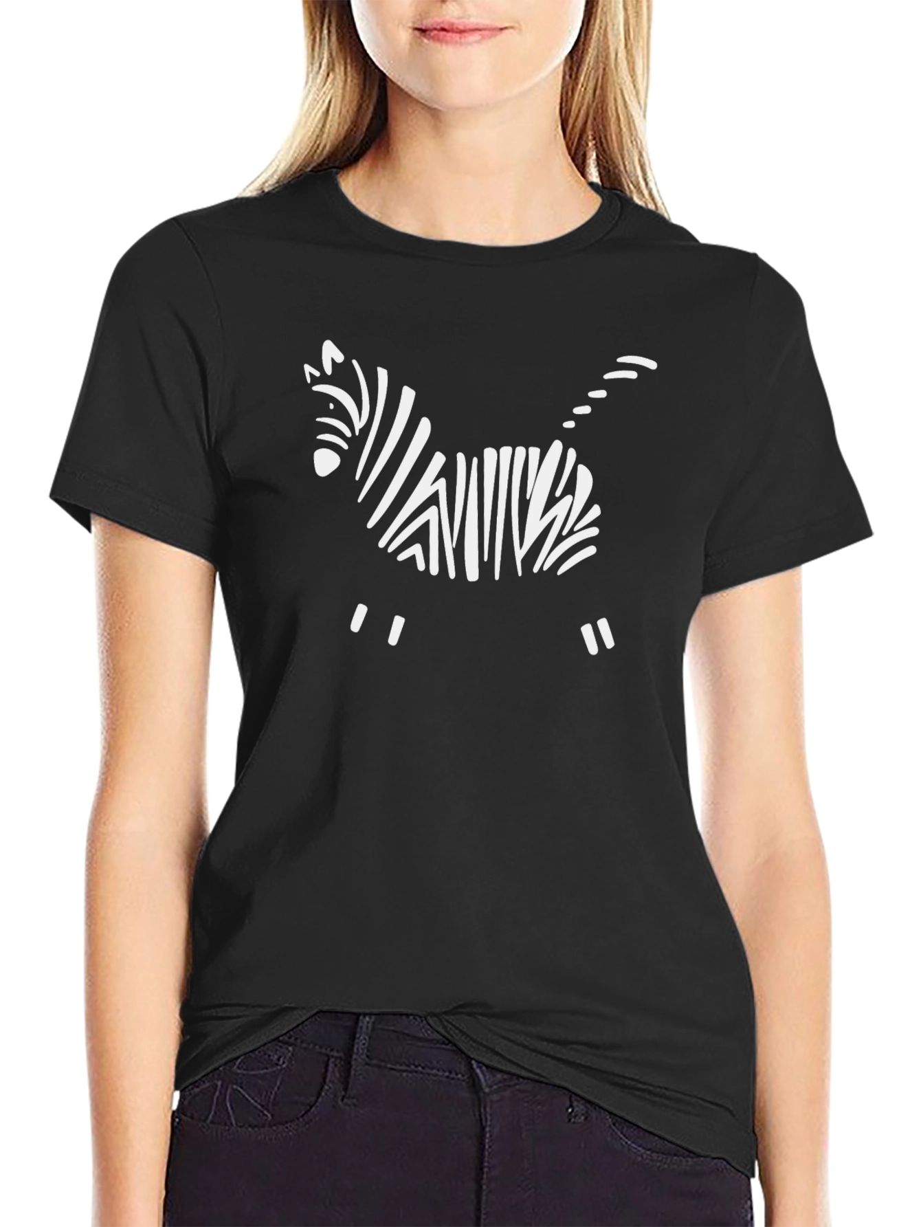 Zebra Art Graphic Tee - Black Cotton T-Shirt