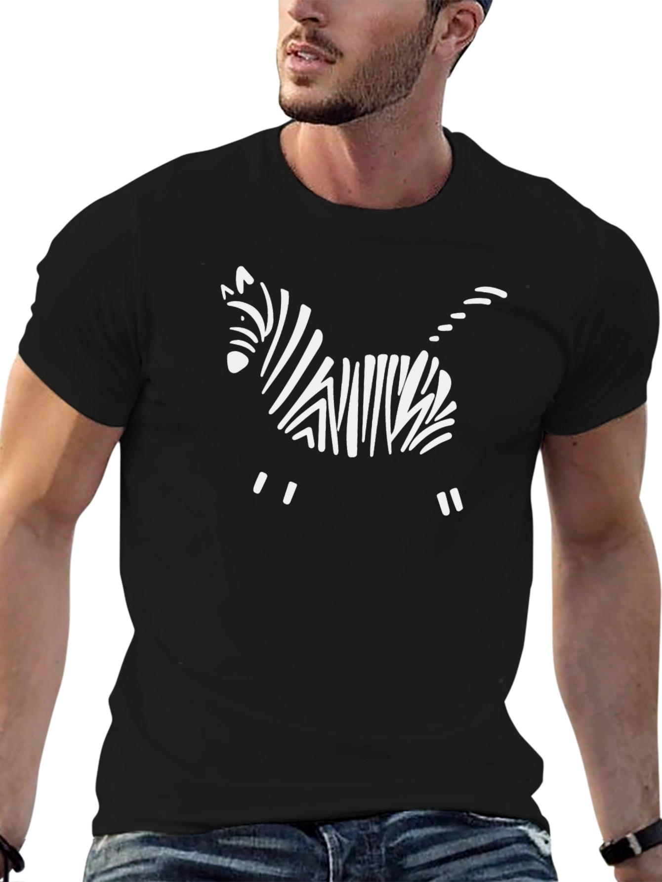 Zebra Art Graphic Tee - Black Cotton T-Shirt