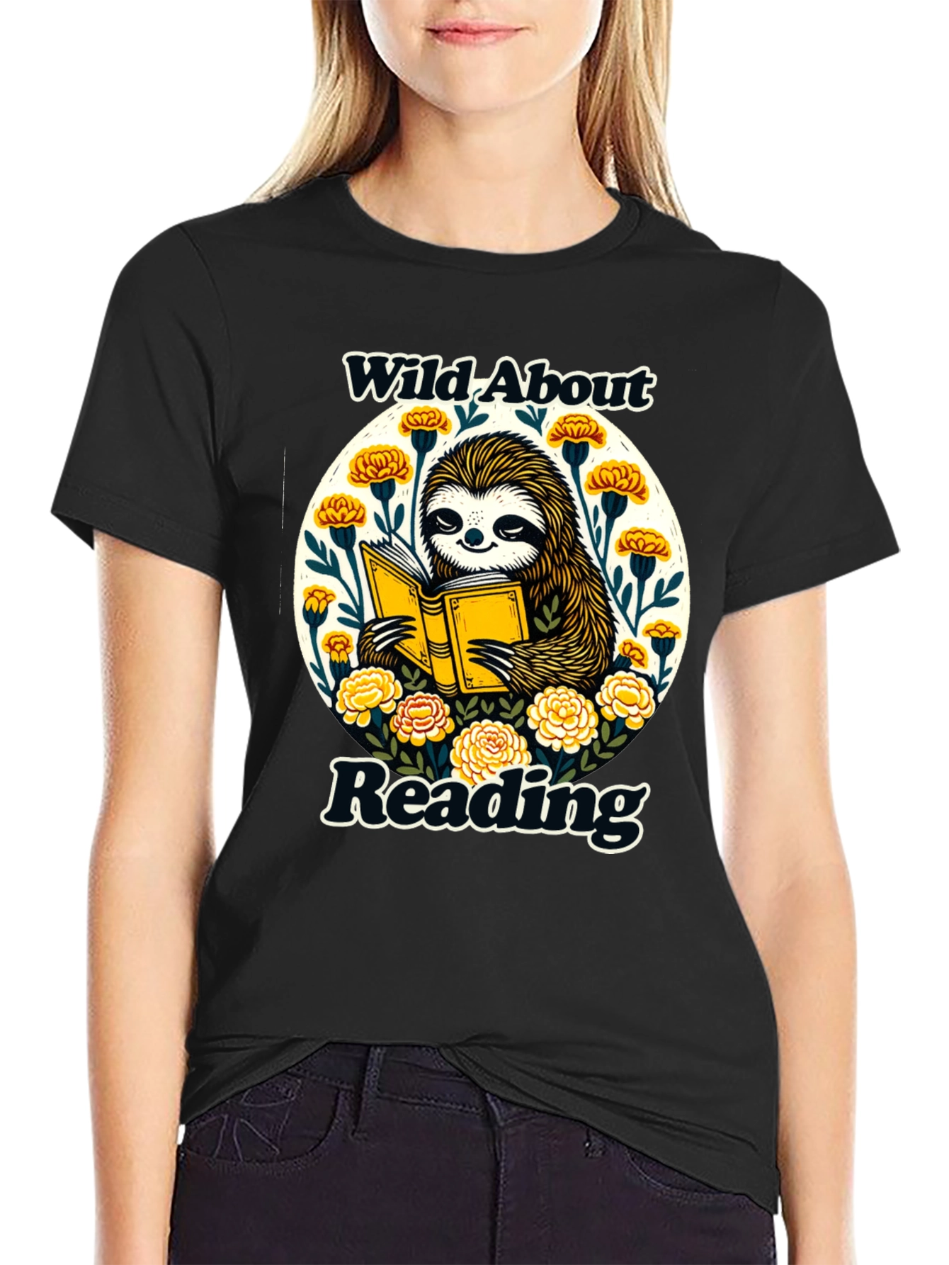 Wild About Reading Sloth Graphic T-Shirt