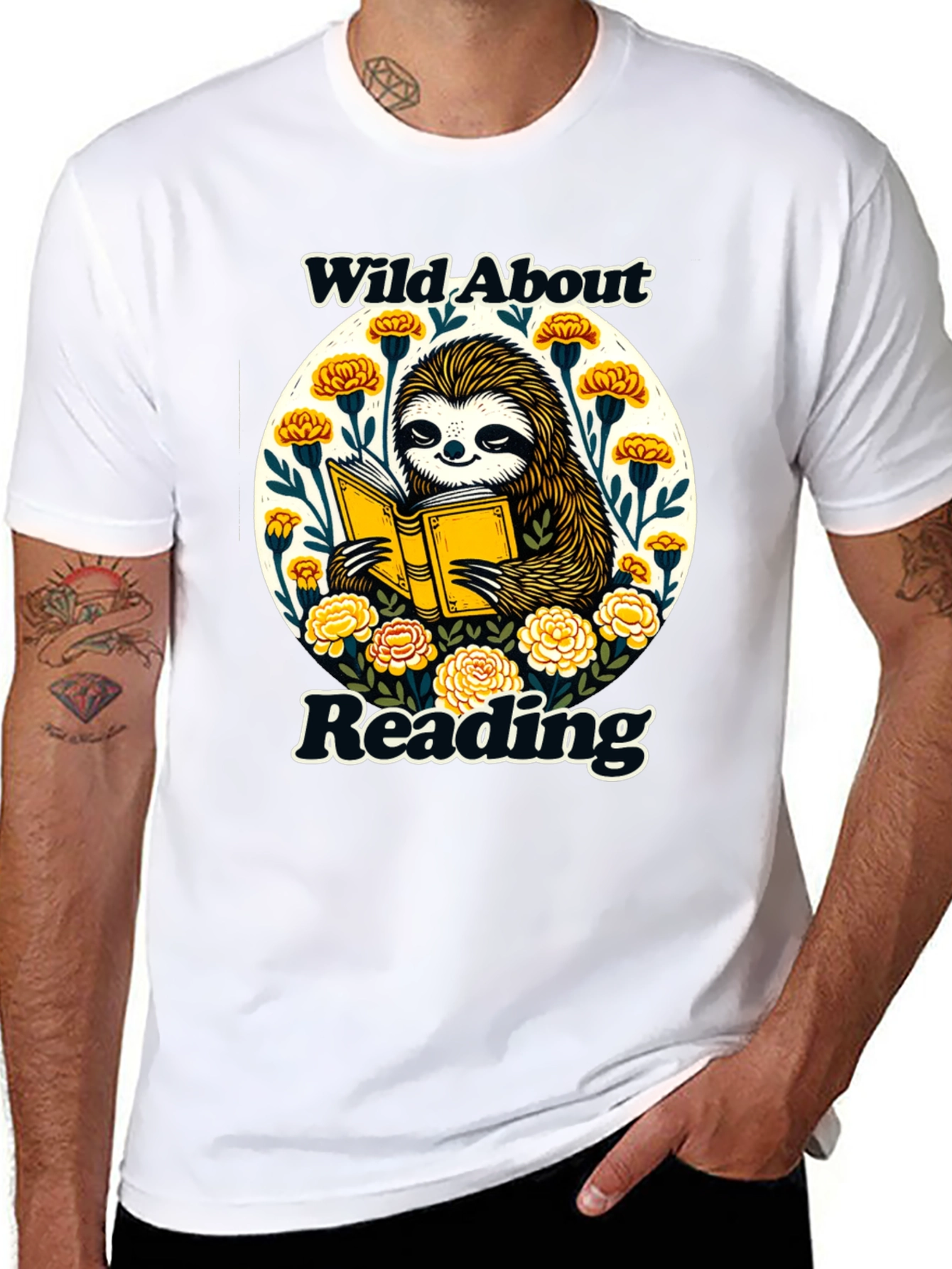 Wild About Reading Sloth Graphic T-Shirt