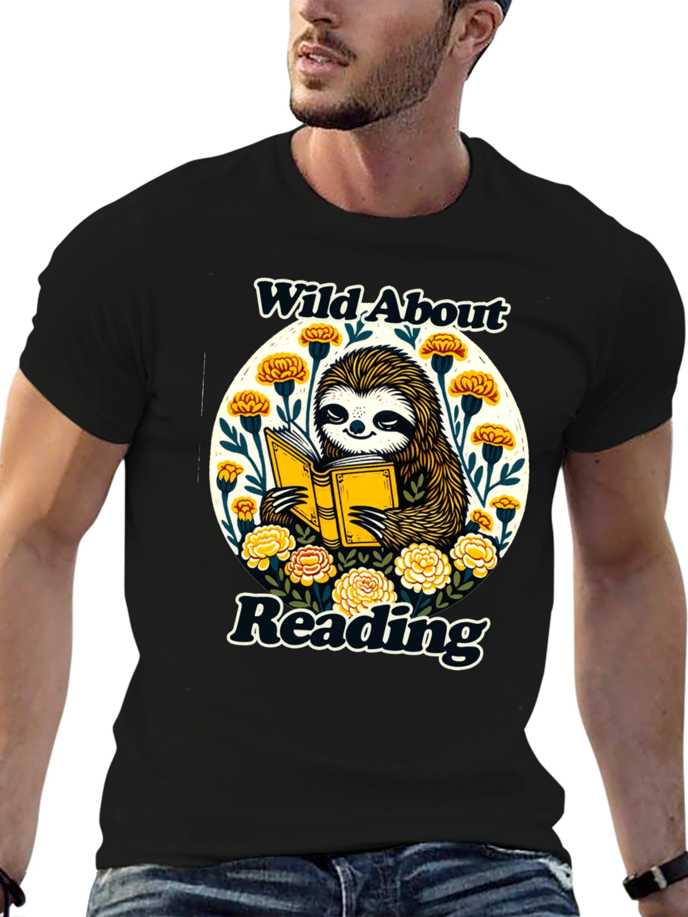 Wild About Reading Sloth Graphic T-Shirt