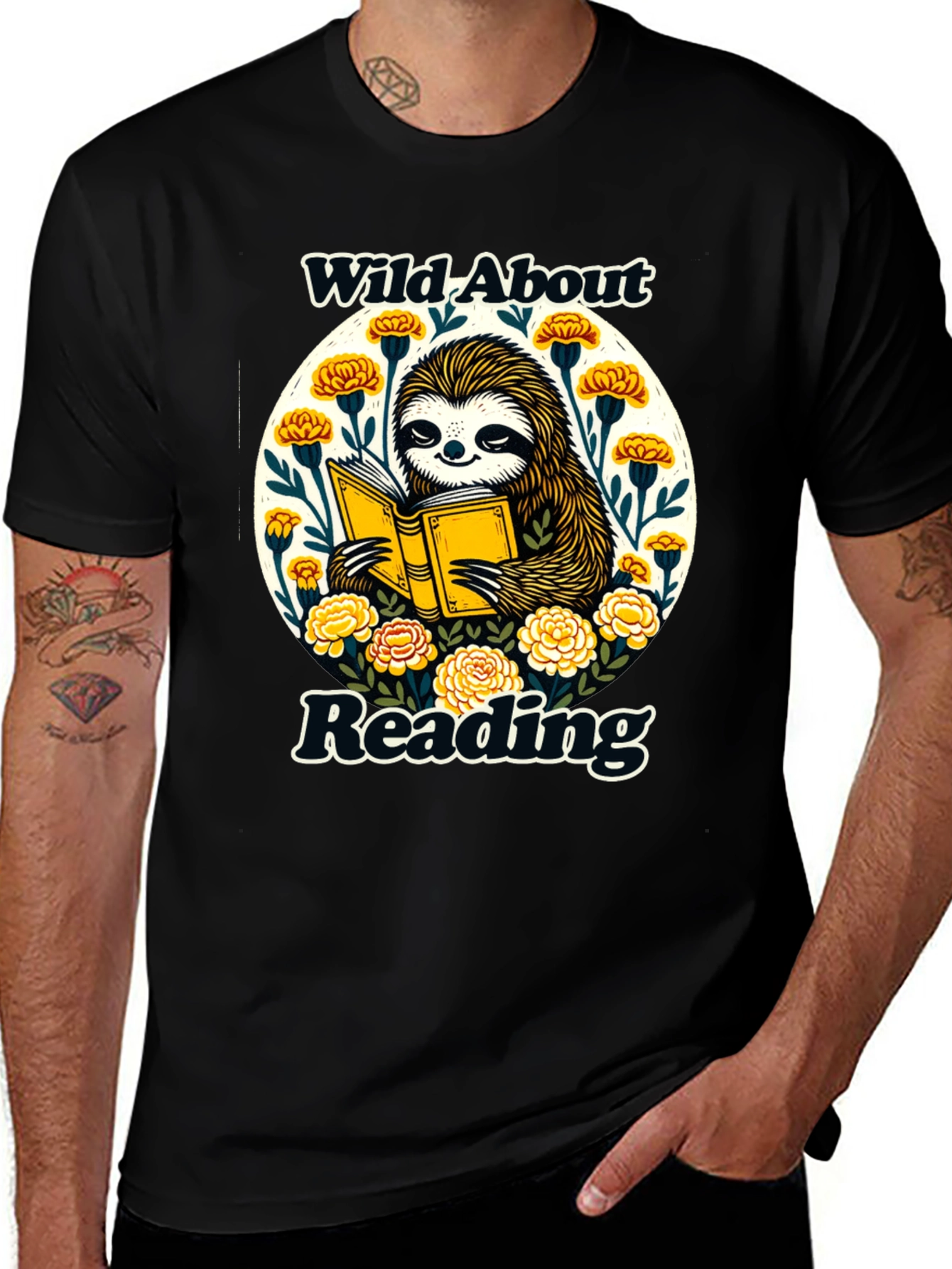 Wild About Reading Sloth Graphic T-Shirt