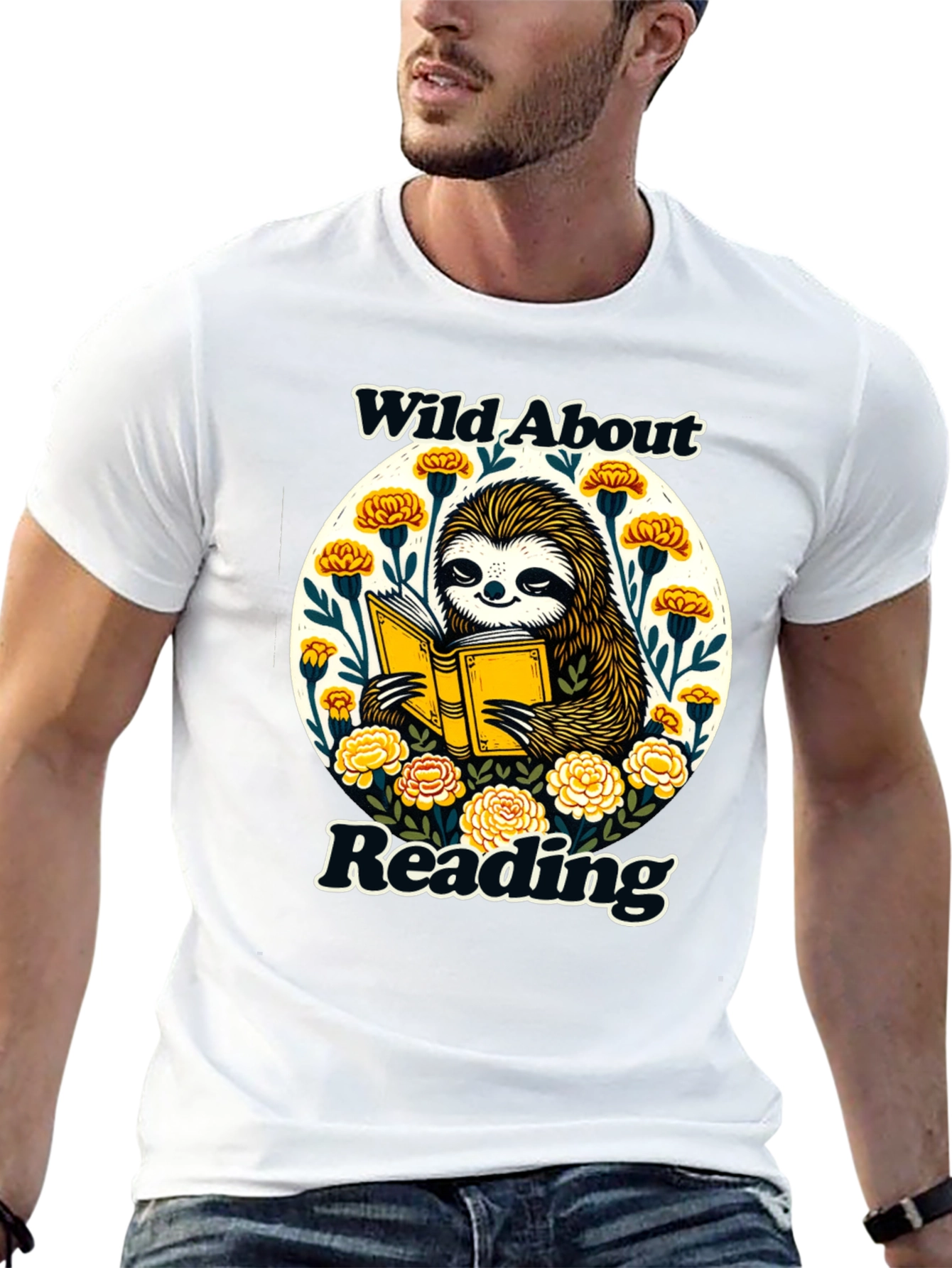 Wild About Reading Sloth Graphic T-Shirt