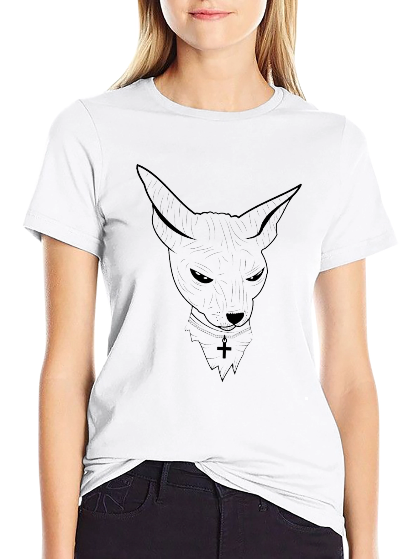Black Sphinx Cat Graphic T-Shirt