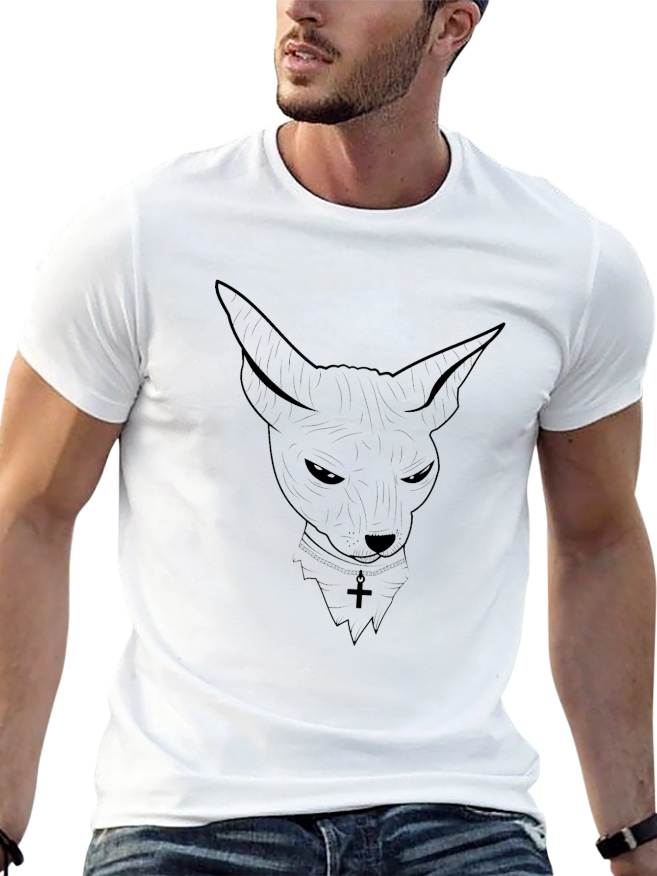 Black Sphinx Cat Graphic T-Shirt
