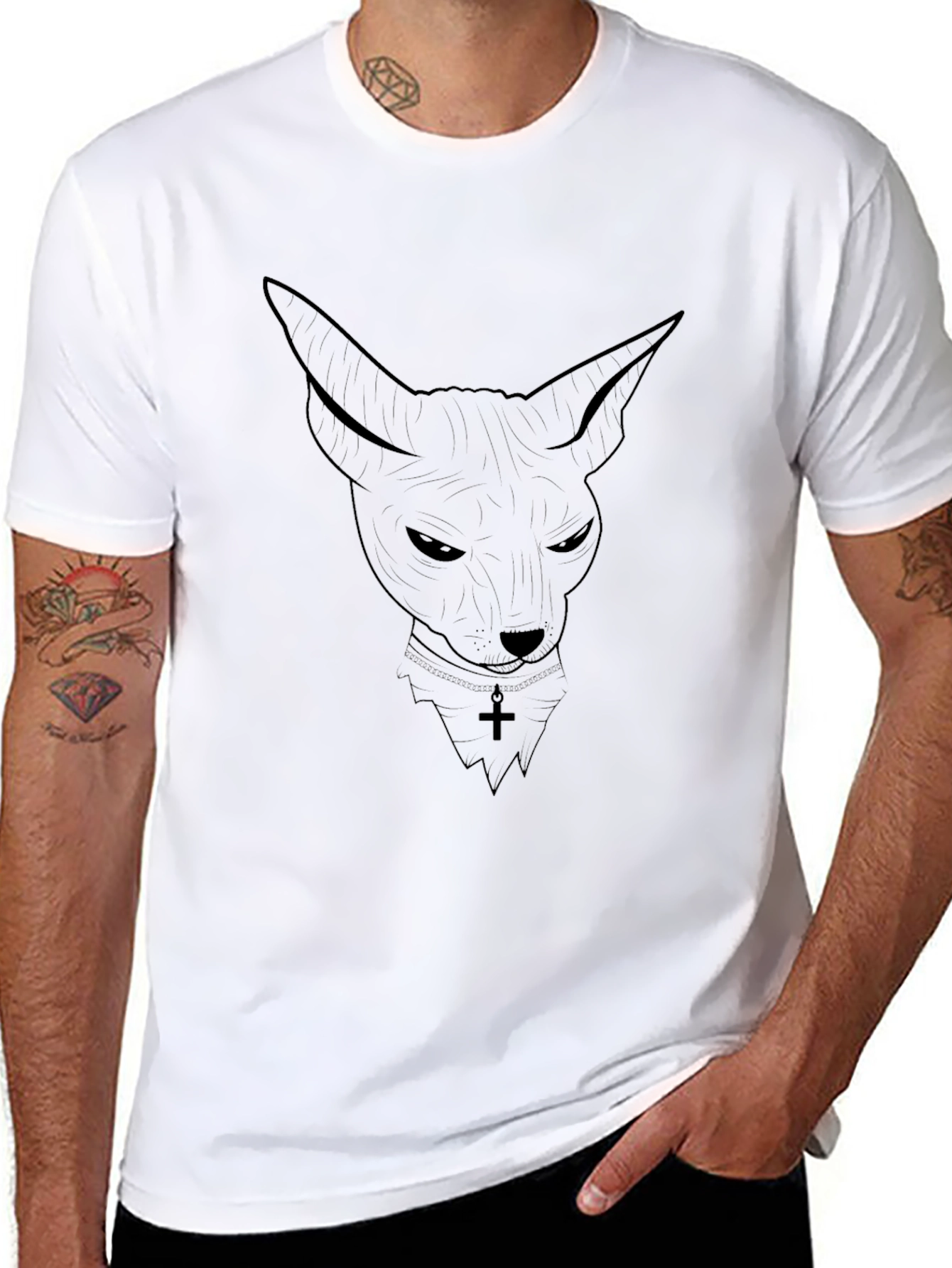 Black Sphinx Cat Graphic T-Shirt