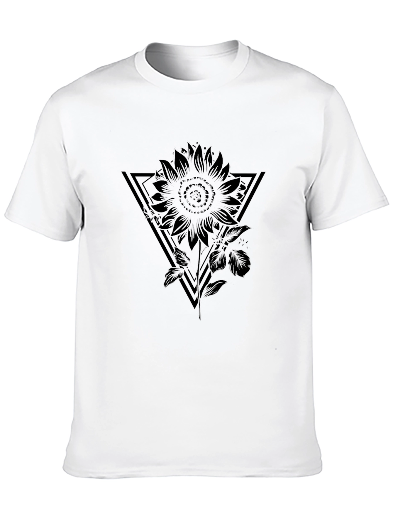 Black Sunflower Triangle Graphic T-Shirt