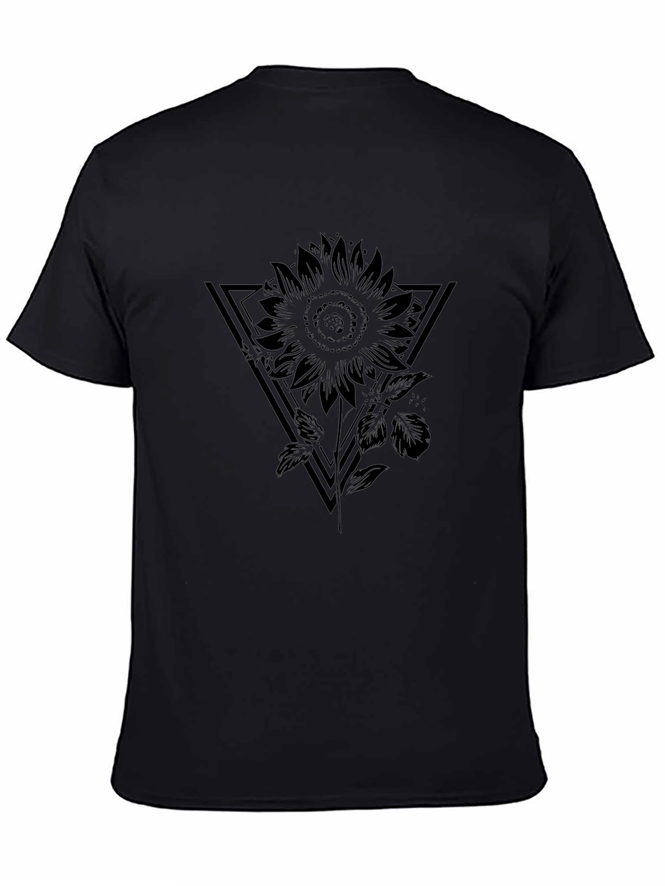 Black Sunflower Triangle Graphic T-Shirt