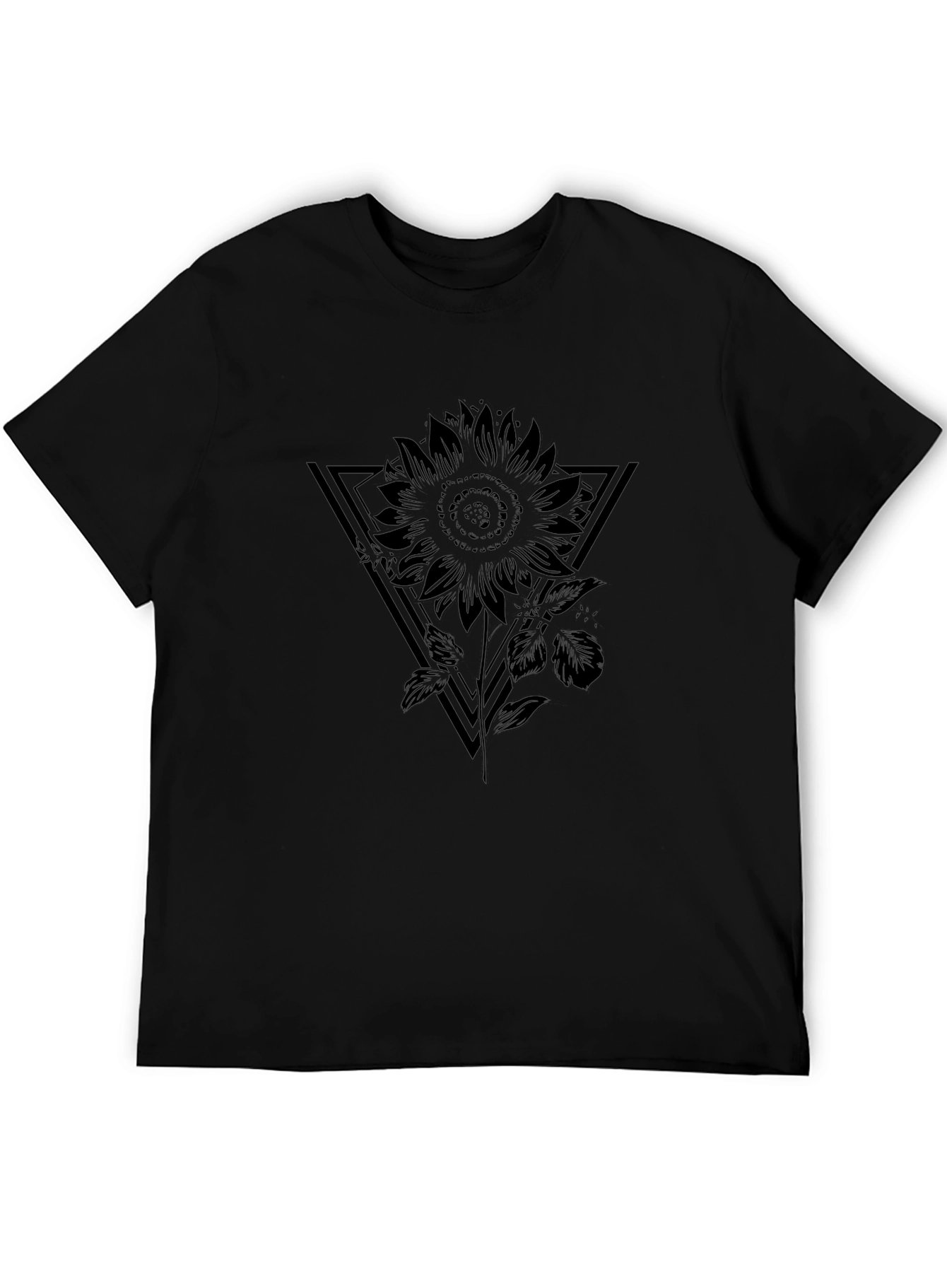 Black Sunflower Triangle Graphic T-Shirt