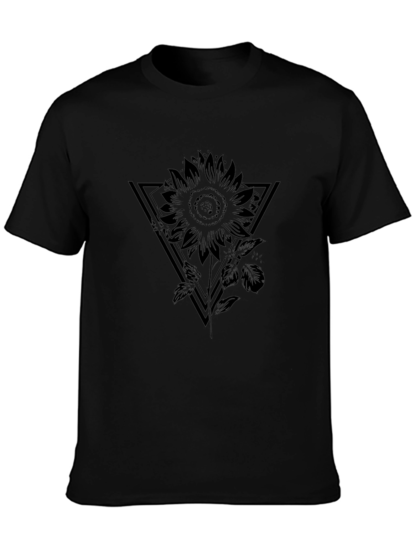 Black Sunflower Triangle Graphic T-Shirt