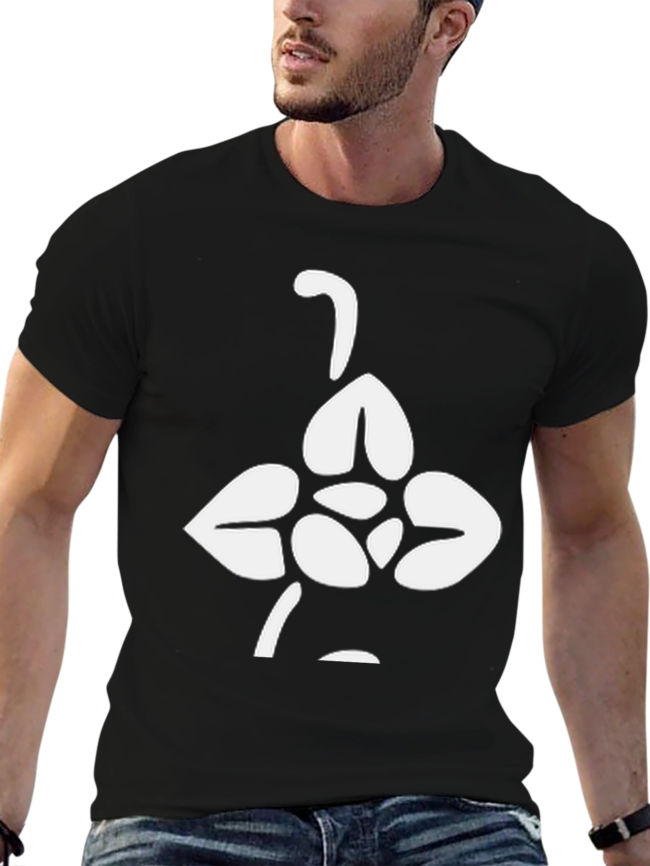 Abstract Graphic Print Black Crew Neck T-Shirt