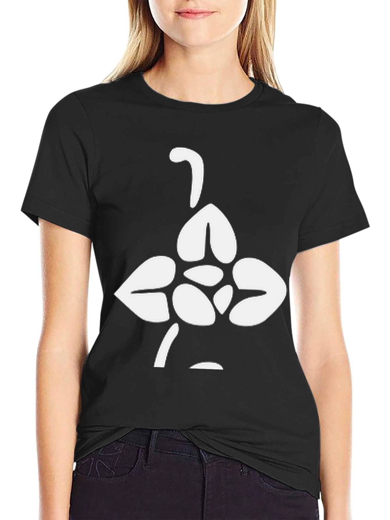 Abstract Graphic Print Black Crew Neck T-Shirt