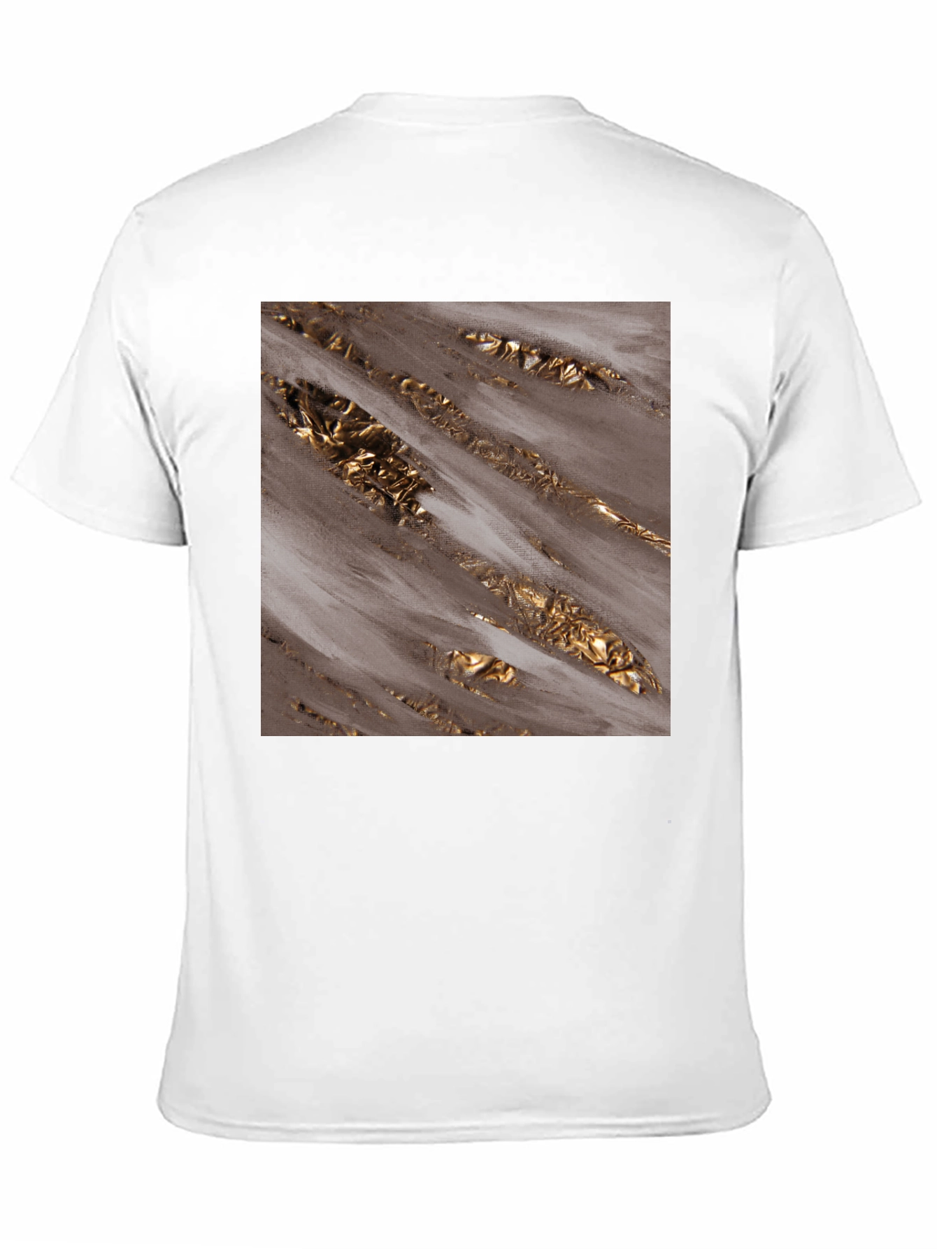 Abstract Gold Foil Print Black T-Shirt